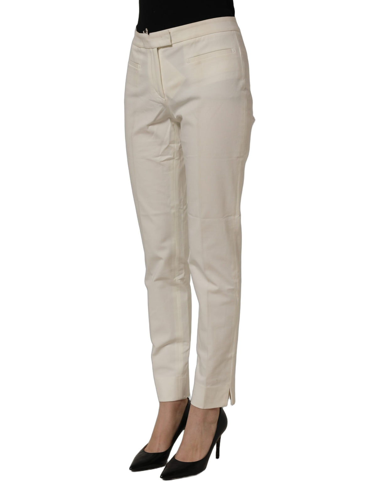 Peserico Off White MidWaist Tapered Women Chino Trouser Women's Pants (Pre-Owned)