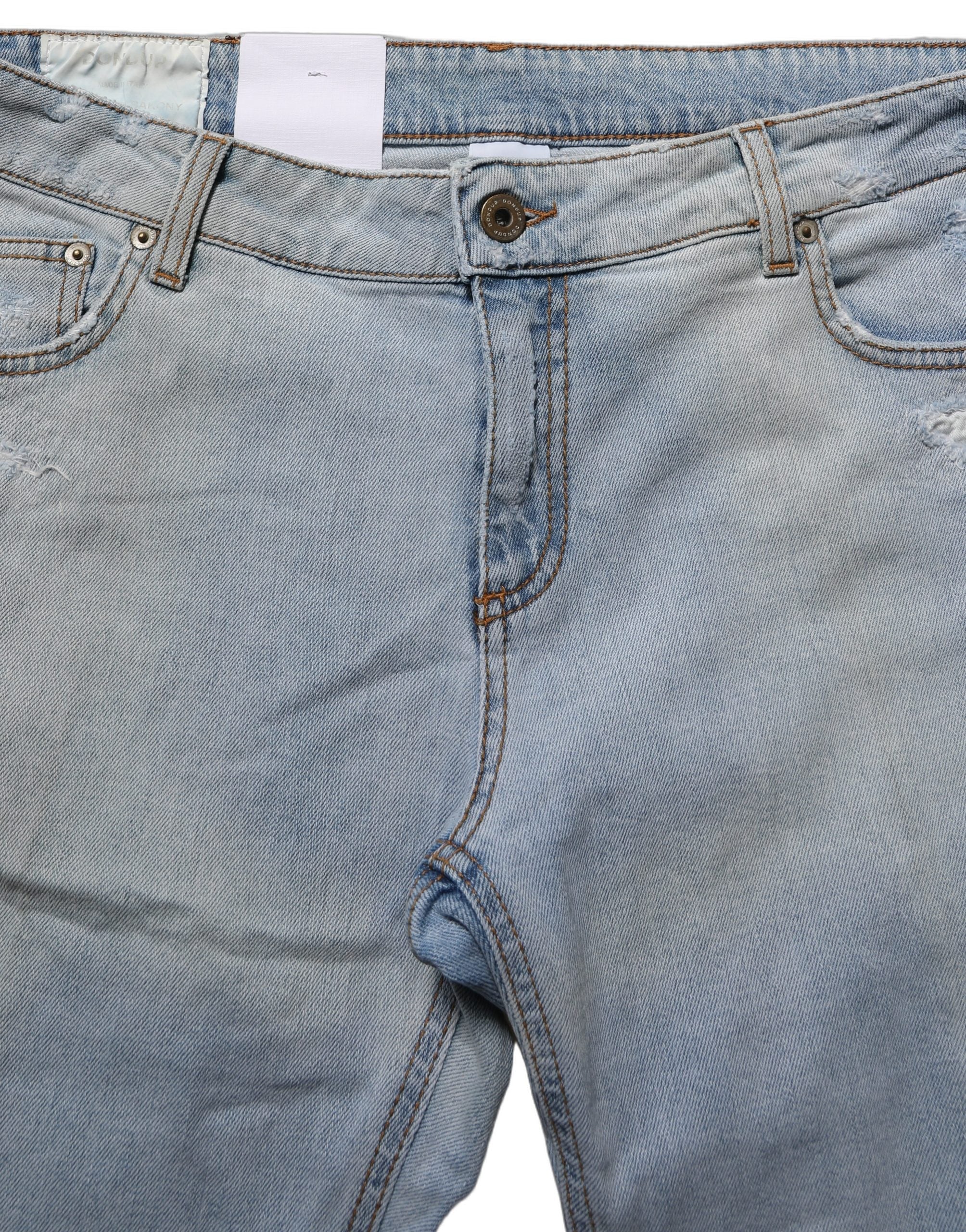 Dondup Light Blue High Waist Tapered Denim Cotton Stretch Women's Jeans (Pre-Owned)