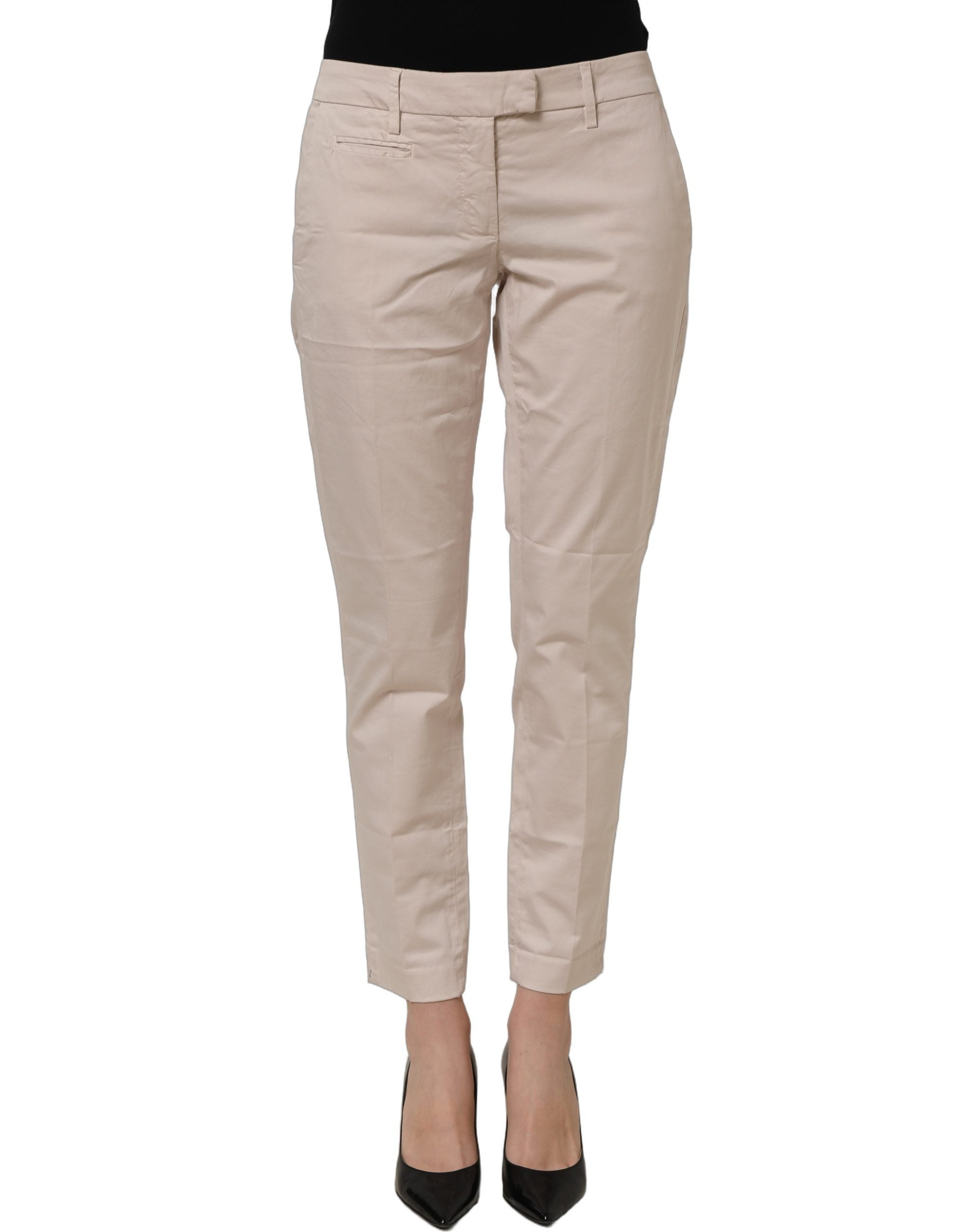 Dondup Beige Low Waist Tapered Women Cropped Trousers Women's Pants