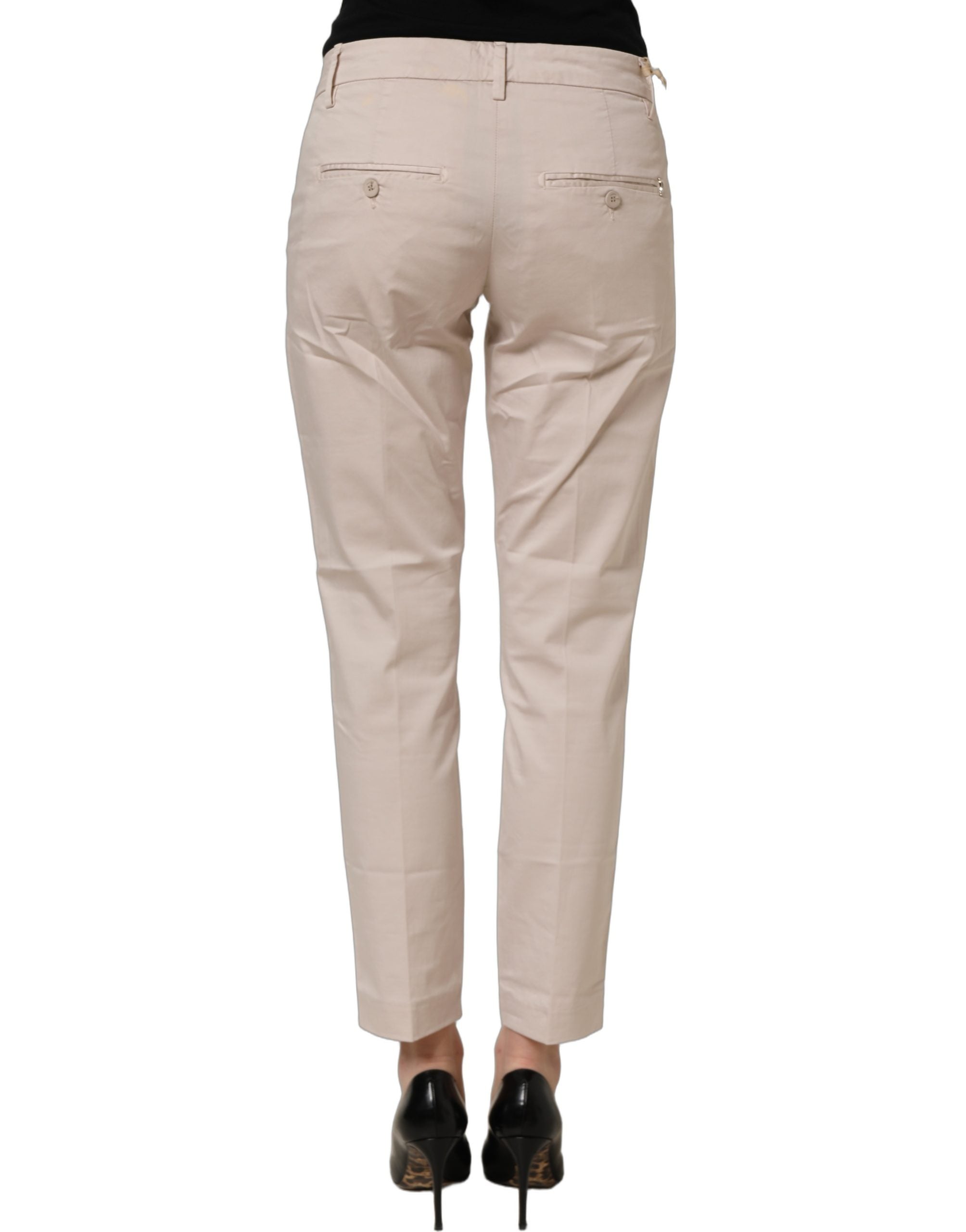 Dondup Beige Low Waist Tapered Women Cropped Trousers Women's Pants