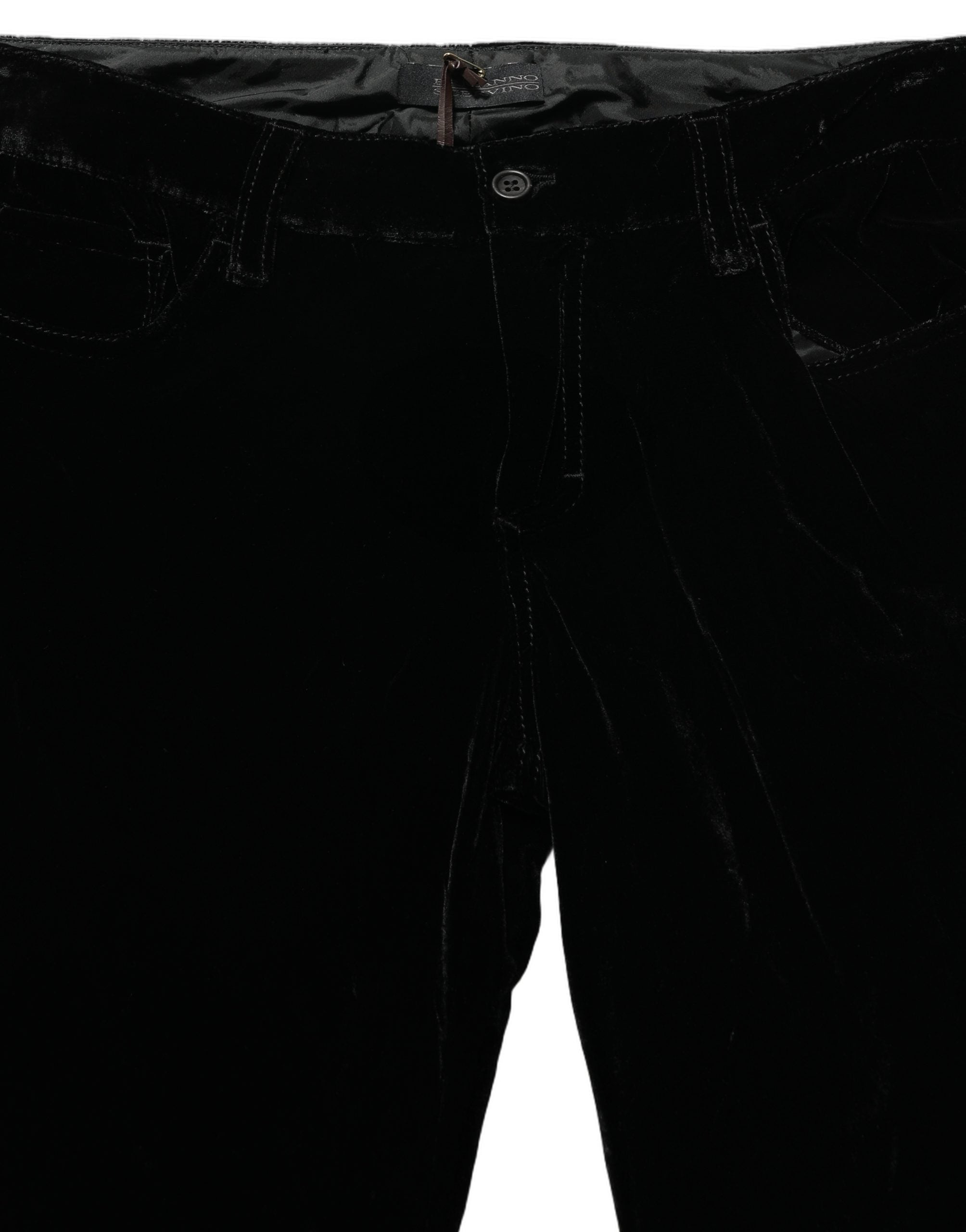 Ermanno Scervino Black Viscose Blend Velvet Slim Fit Women's Pants