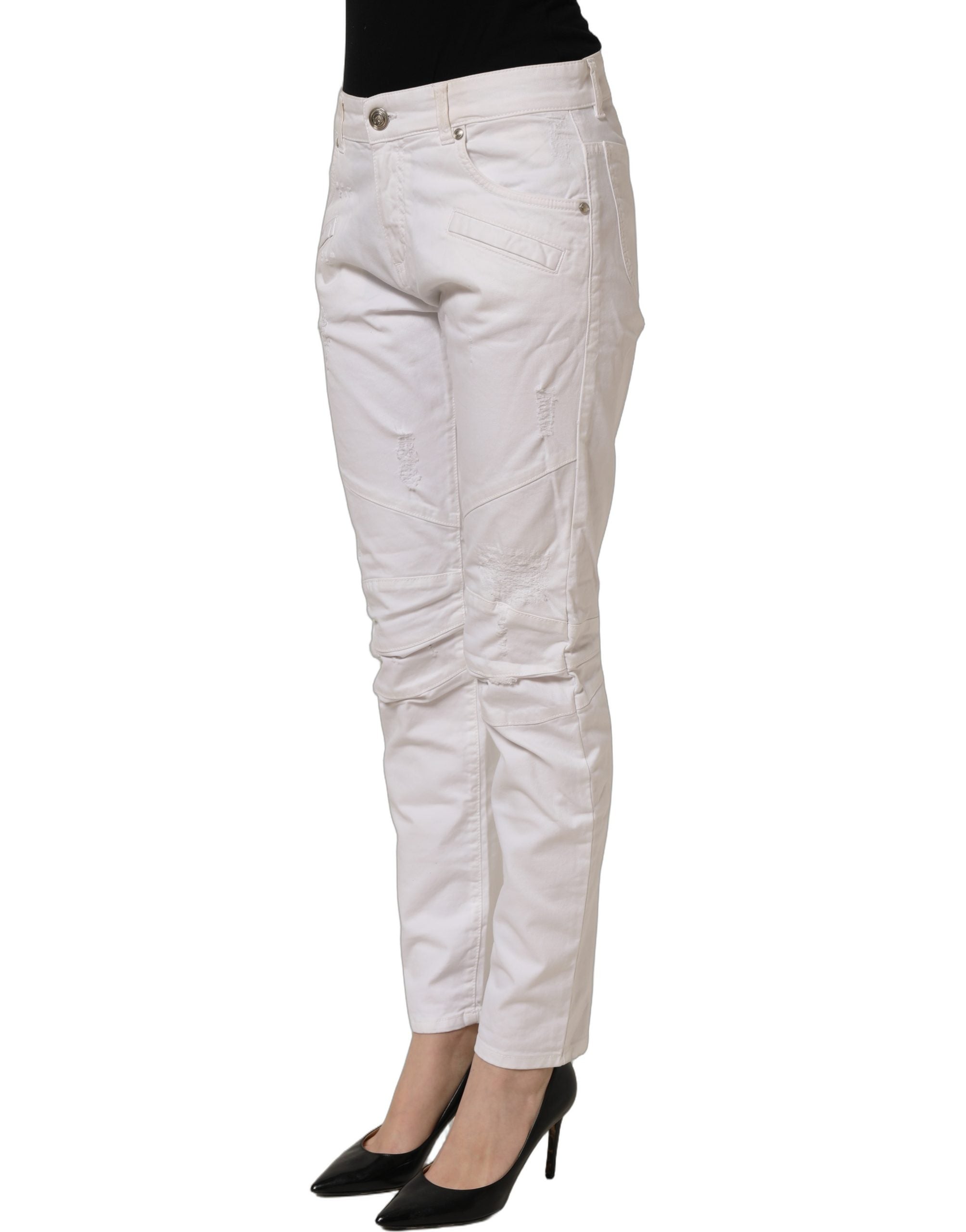 Pierre Balmain White Cotton Stretch Skinny Denim Trouser Women's Jeans (Pre-Owned)