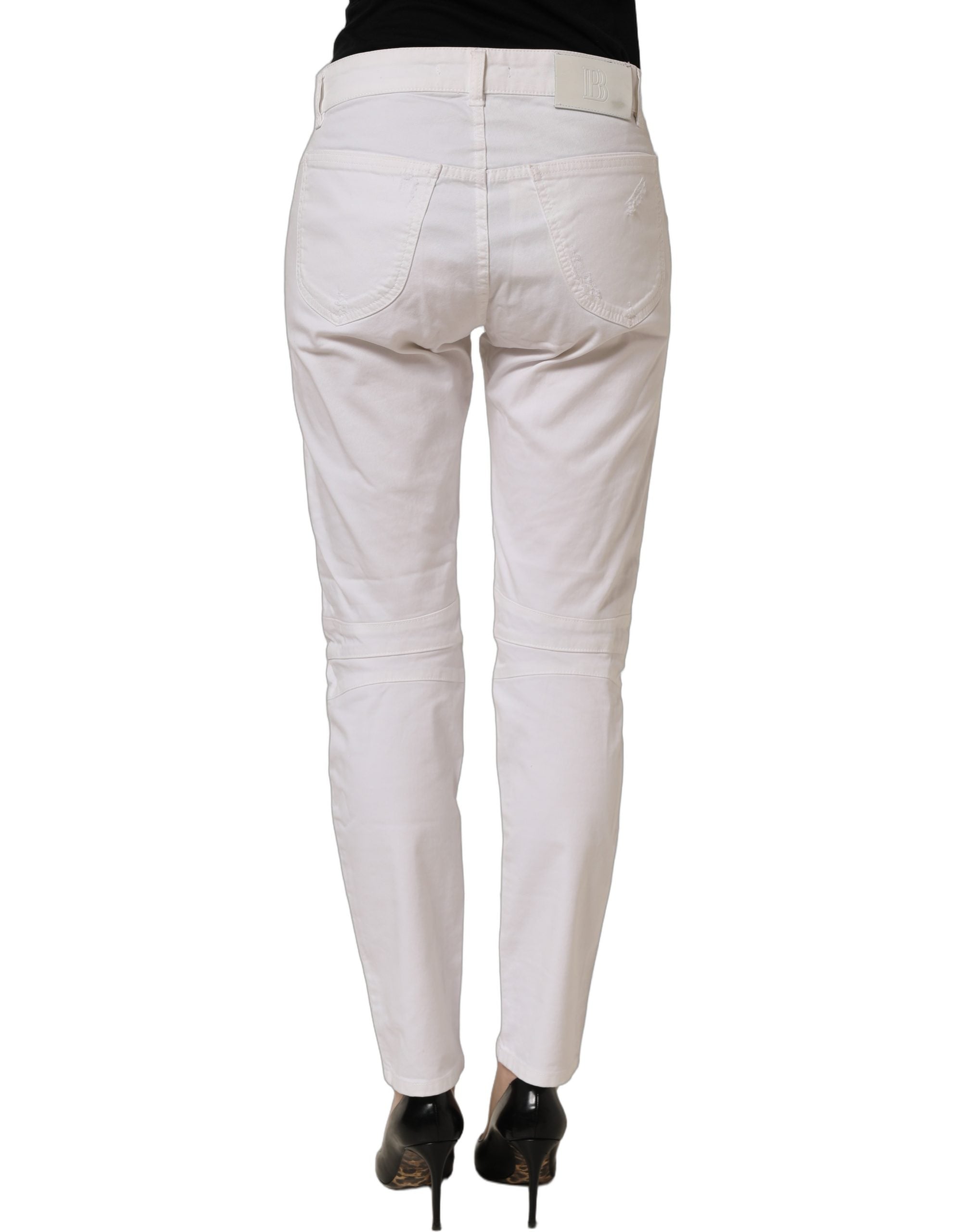 Pierre Balmain White Cotton Stretch Skinny Denim Trouser Women's Jeans (Pre-Owned)