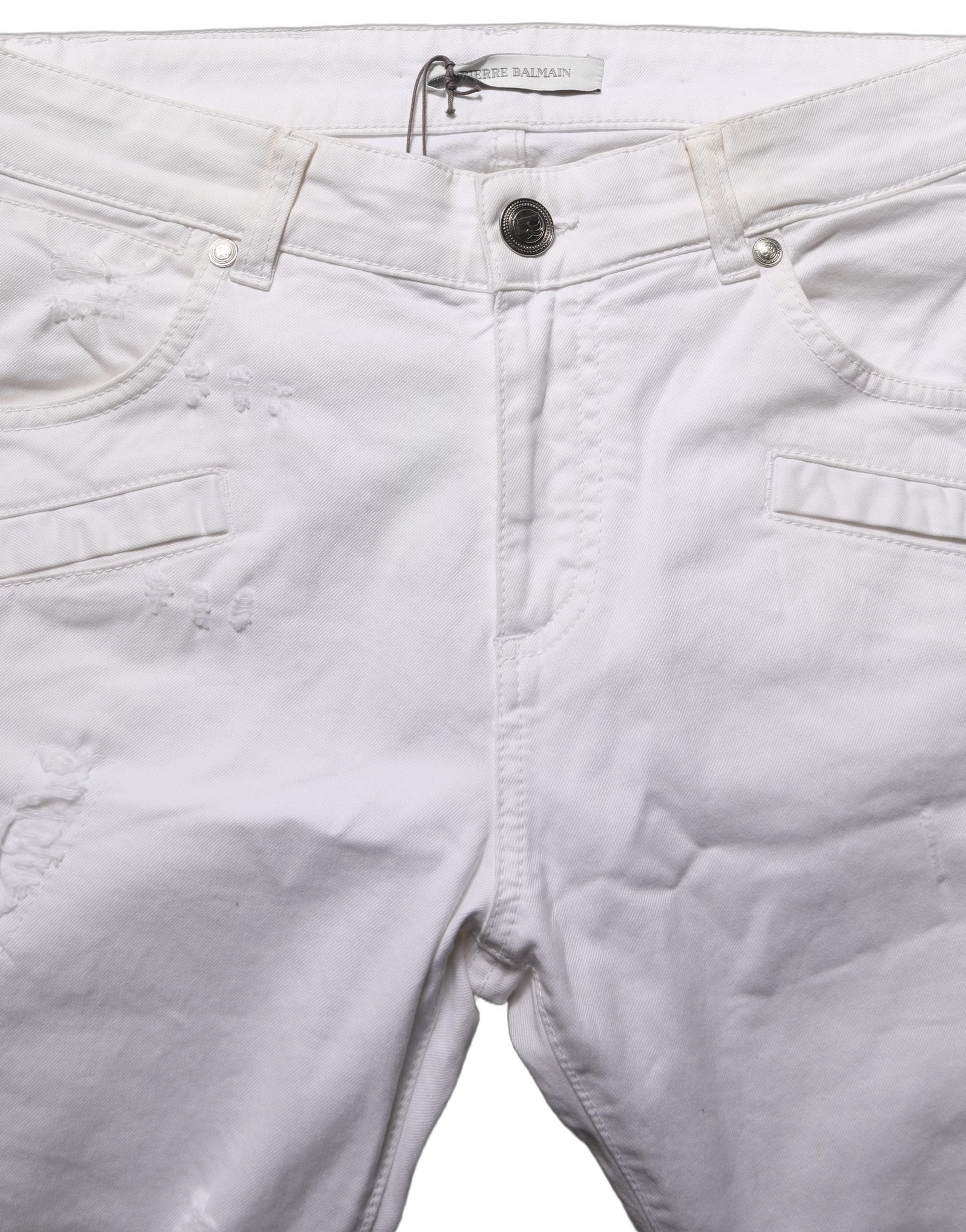 Pierre Balmain White Cotton Stretch Skinny Denim Trouser Women's Jeans (Pre-Owned)