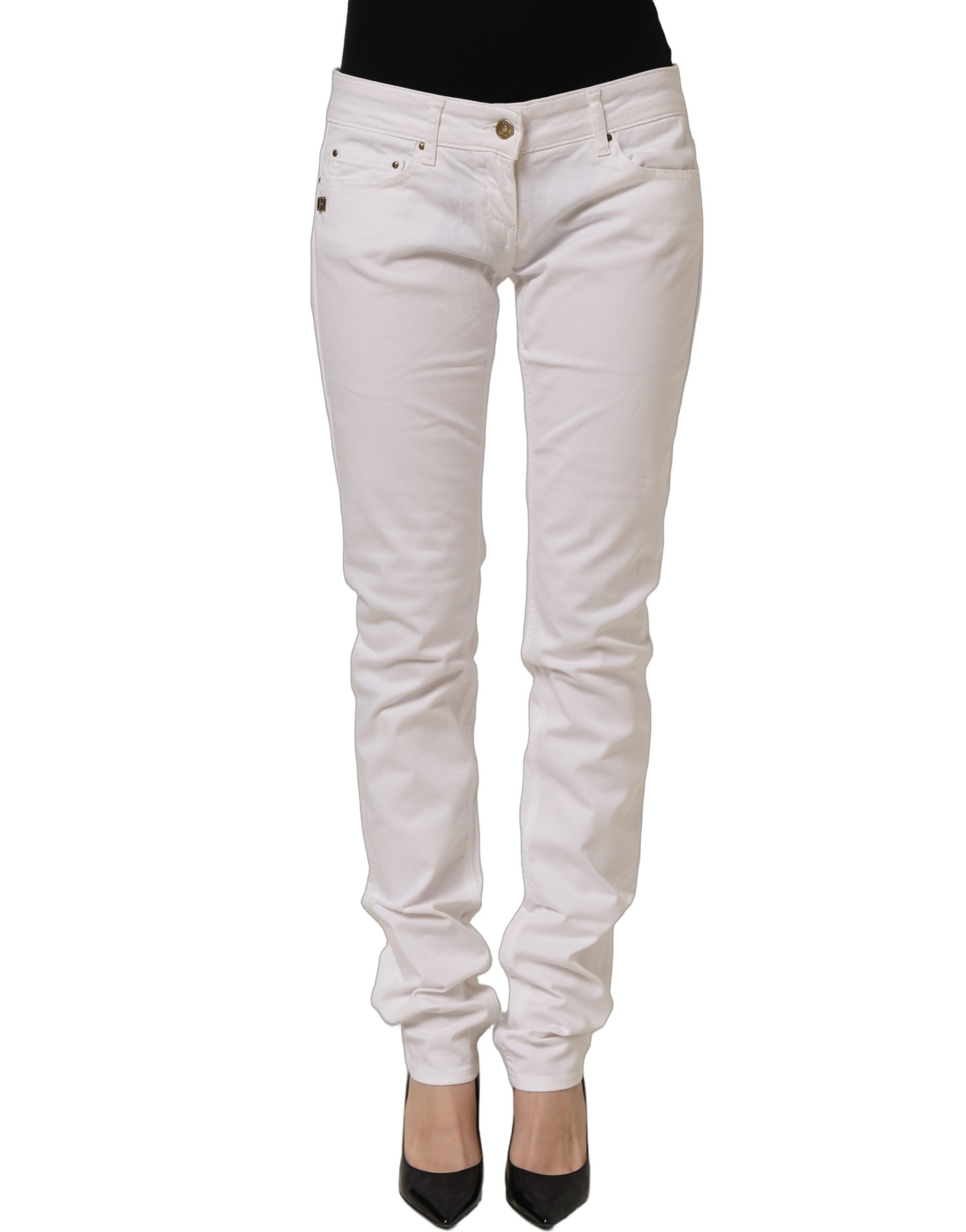 Daniele Alessandrini White Cotton Stretch Skinny Denim Women's Jeans
