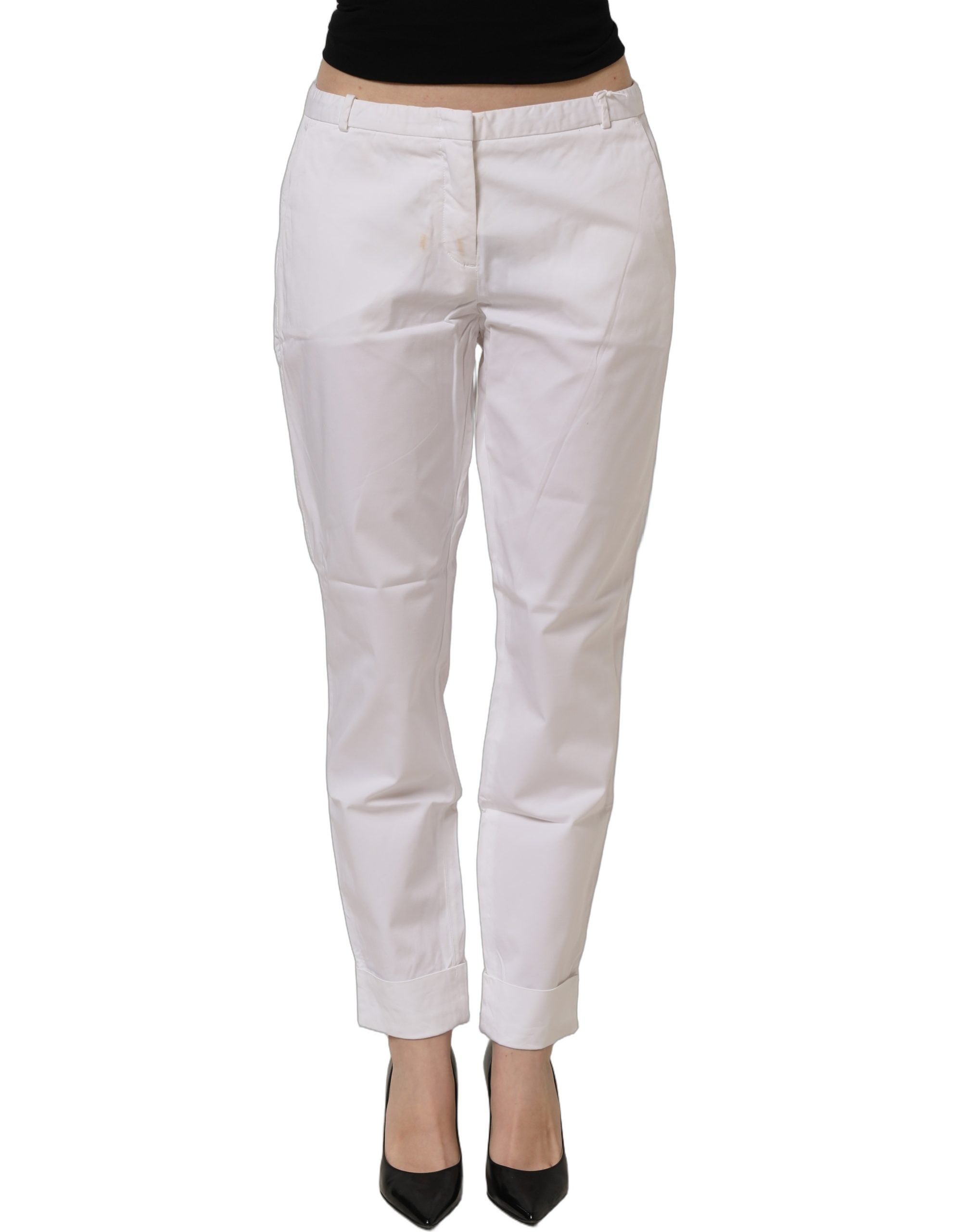 Fabiana Filippi White Low Waist Straight Formal Trouser Women's Pants (Pre-Owned)