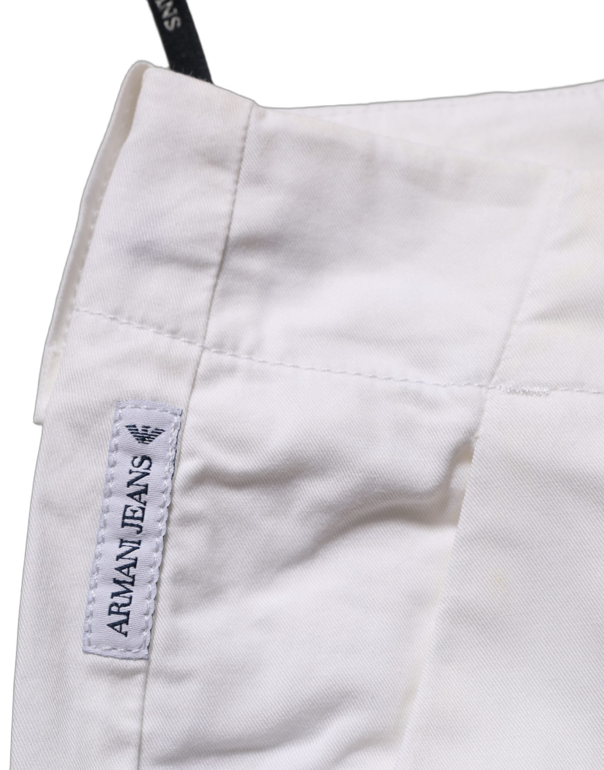 Armani Jeans White Mid Waist Cotton Stretch Trouser Women's Pants (Pre-Owned)