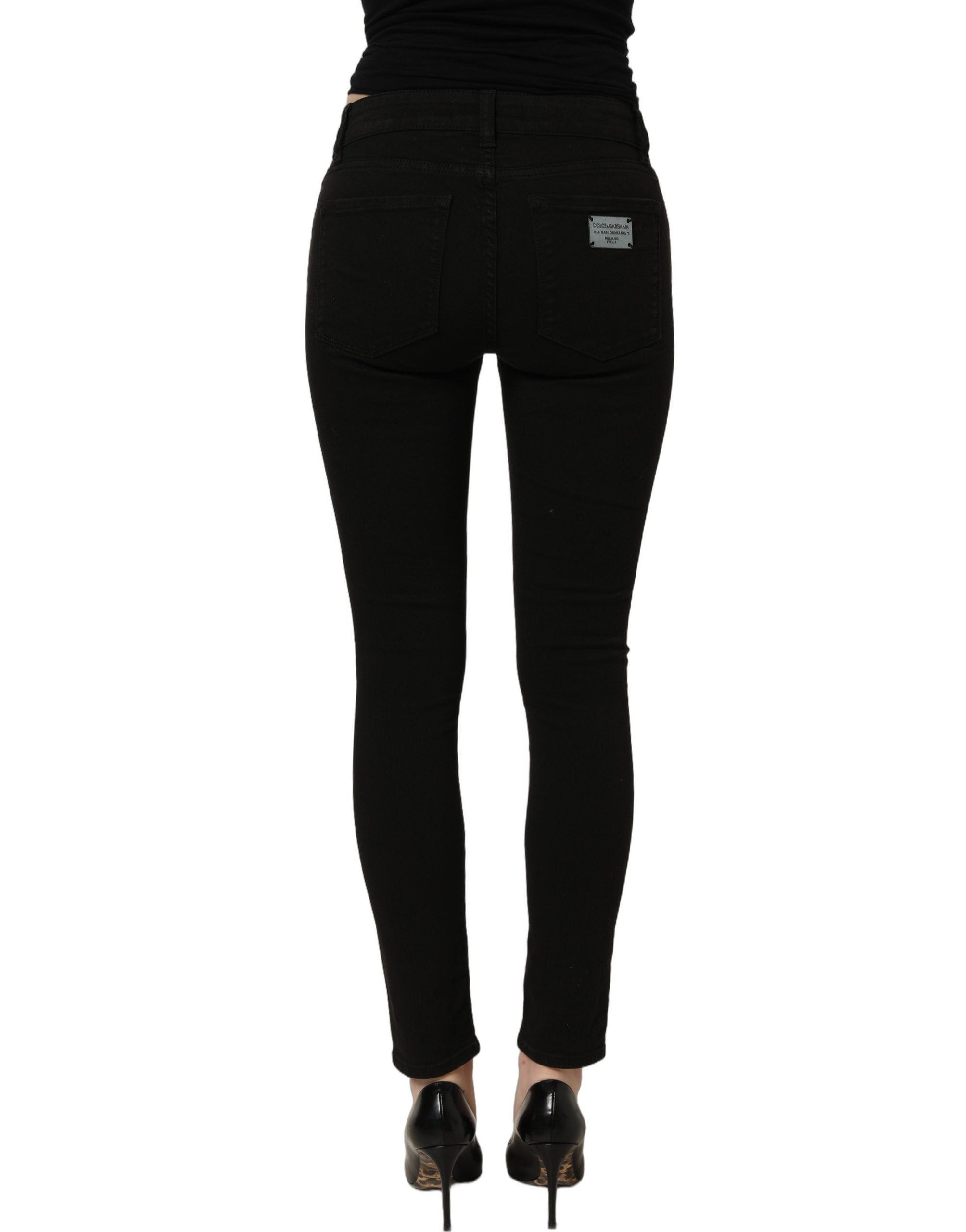 Dolce & Gabbana Black Cotton Stretch Skinny Denim Women's Jeans