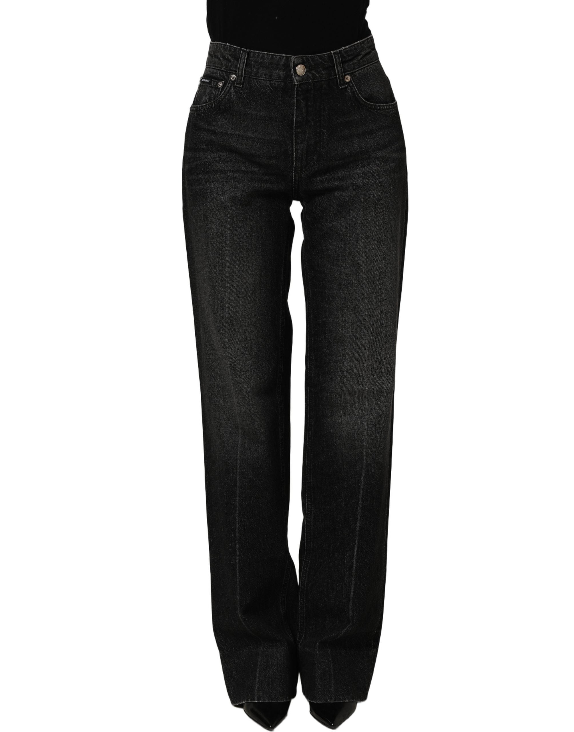 Dolce & Gabbana Black Cotton Stretch Straight Denim Women's Jeans