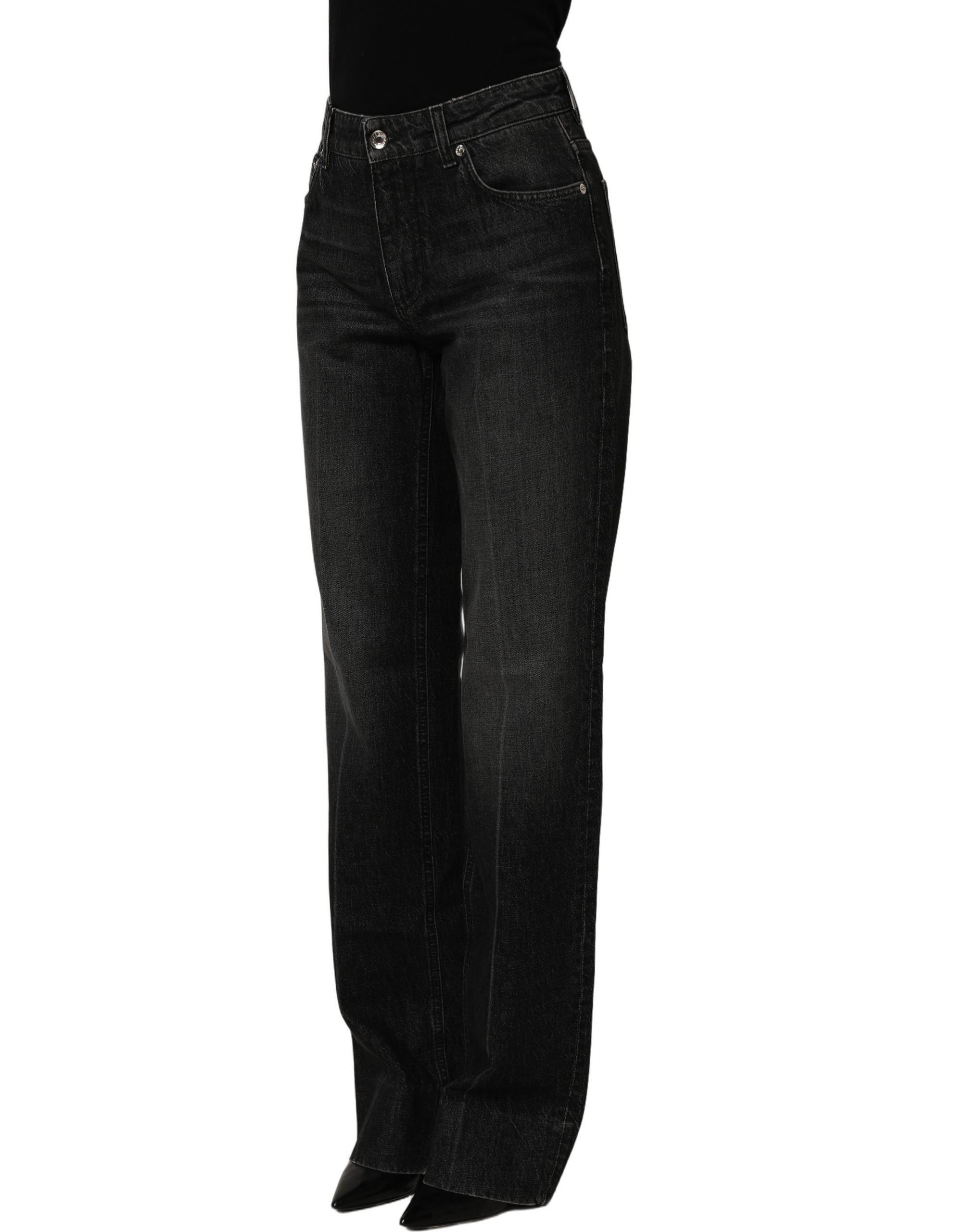Dolce & Gabbana Black Cotton Stretch Straight Denim Women's Jeans