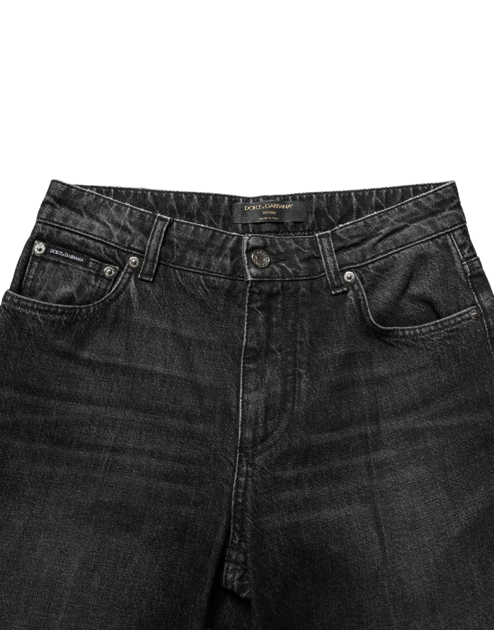 Dolce & Gabbana Black Cotton Stretch Straight Denim Women's Jeans