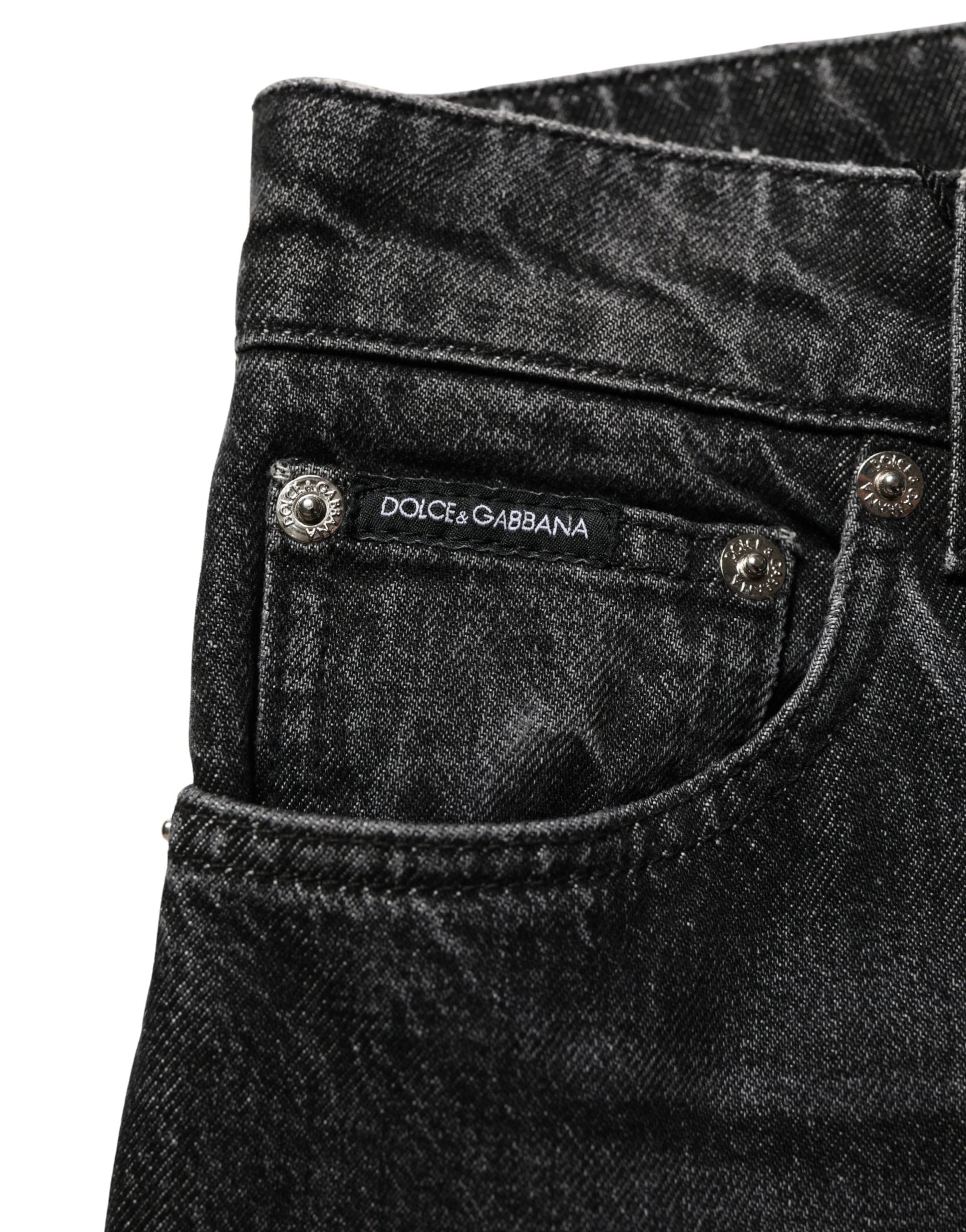 Dolce & Gabbana Black Cotton Stretch Straight Denim Women's Jeans