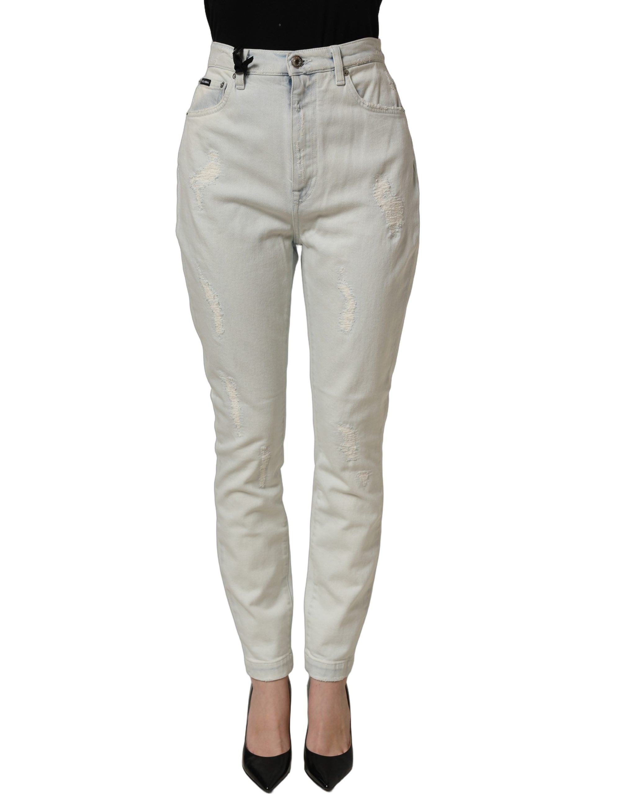 Dolce & Gabbana Light Blue Cotton Stretch Skinny Denim Women's Jeans (Pre-Owned)