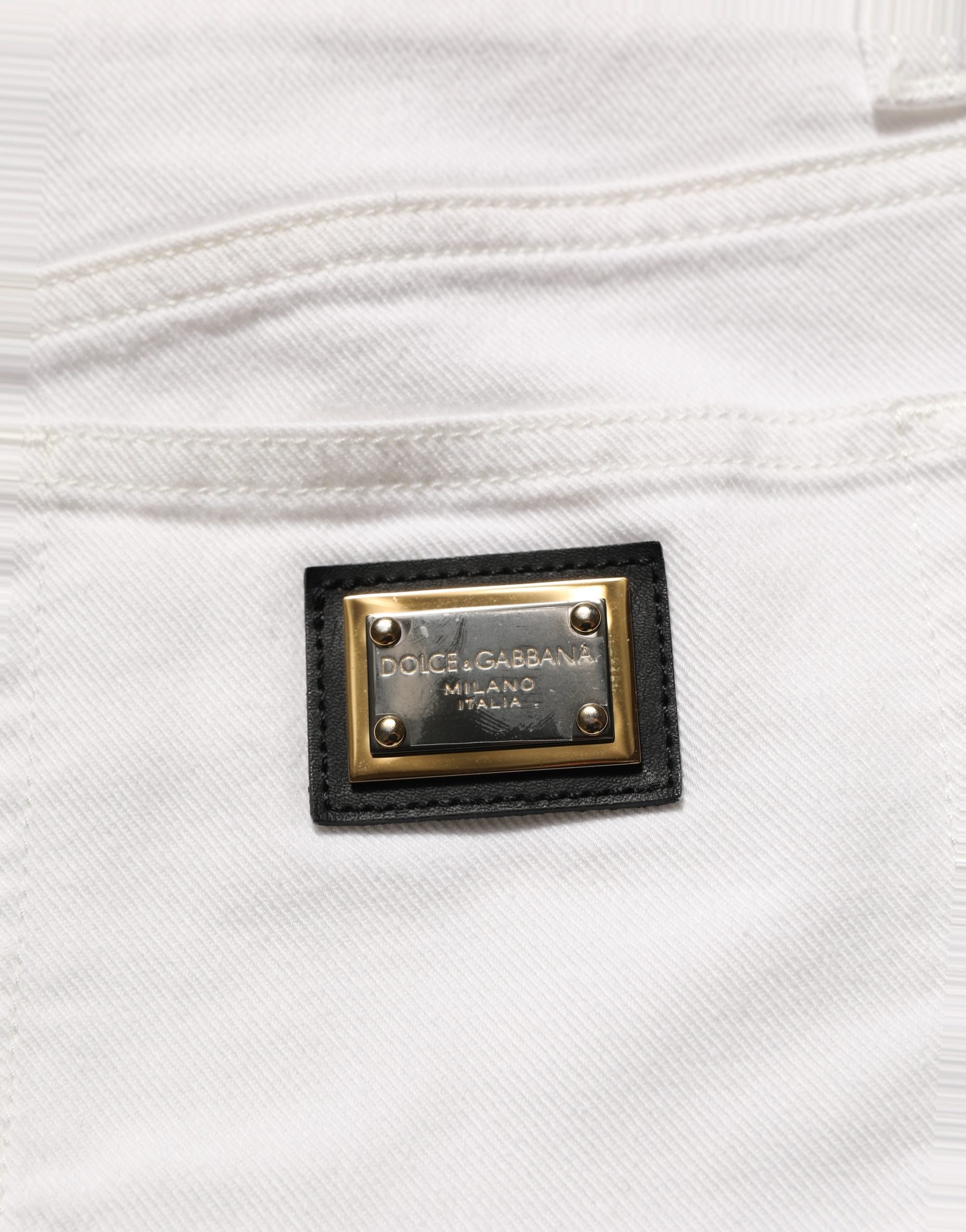 Dolce & Gabbana White Cotton Stretch Skinny Denim Women's Jeans (Pre-Owned)