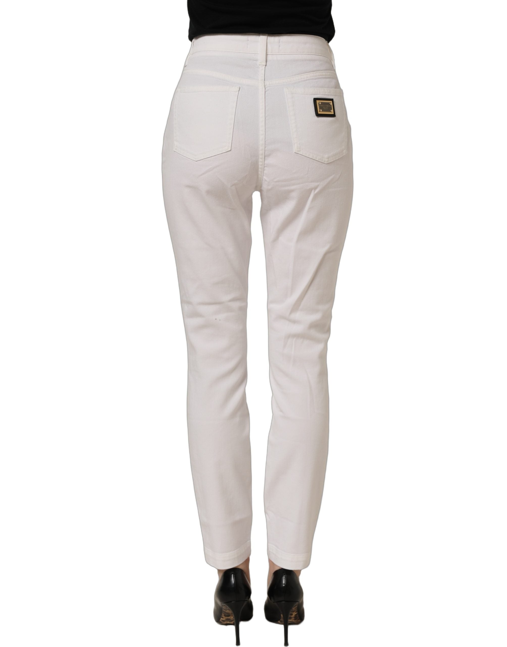 Dolce & Gabbana White Cotton Stretch Skinny Denim Women's Jeans (Pre-Owned)