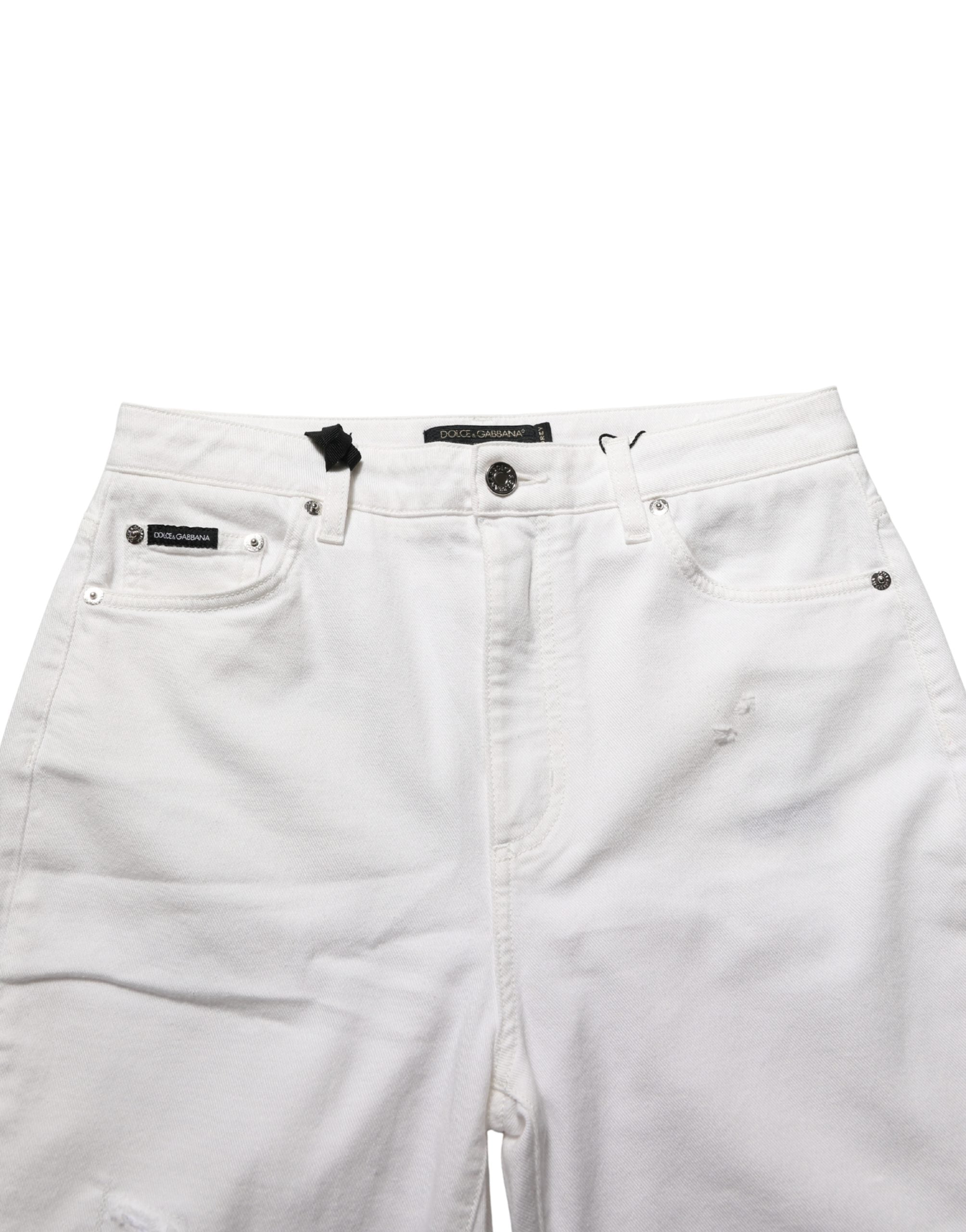Dolce & Gabbana White Cotton Stretch Skinny Denim Women's Jeans (Pre-Owned)