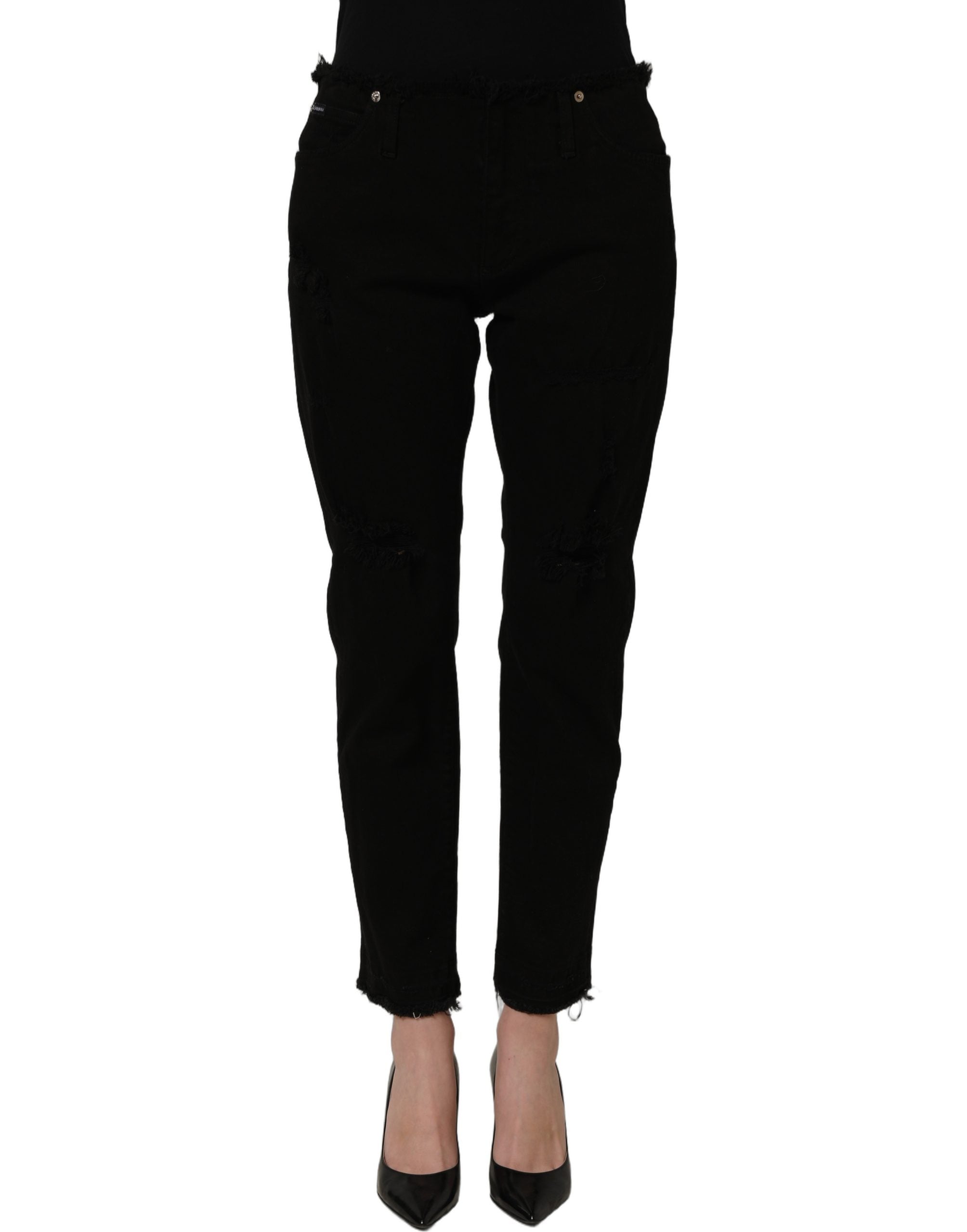 Dolce & Gabbana Black Cotton Skinny Denim Trouser Women's Jeans