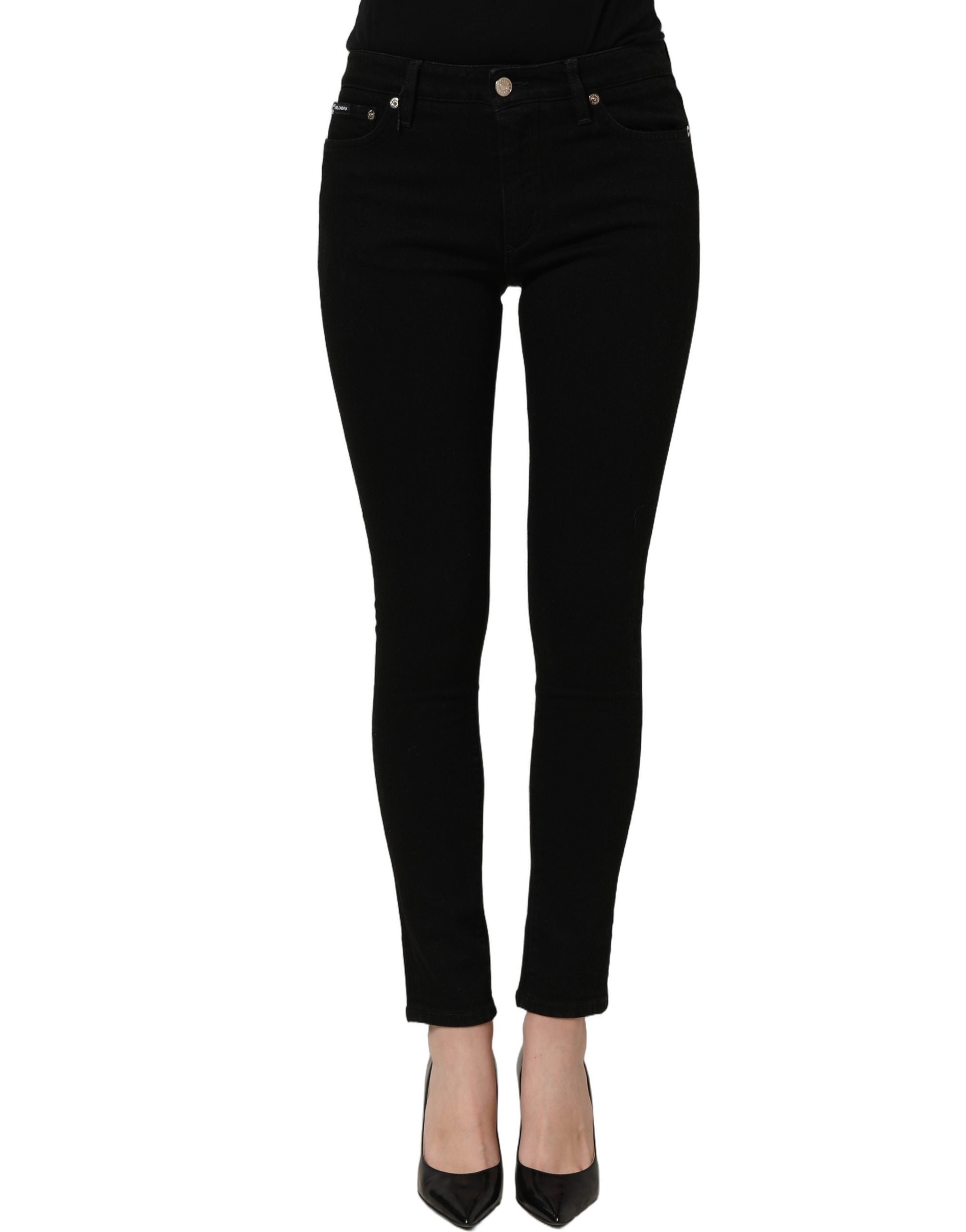 Dolce & Gabbana Black Cotton Stretch Skinny Denim Women's Jeans (Pre-Owned)