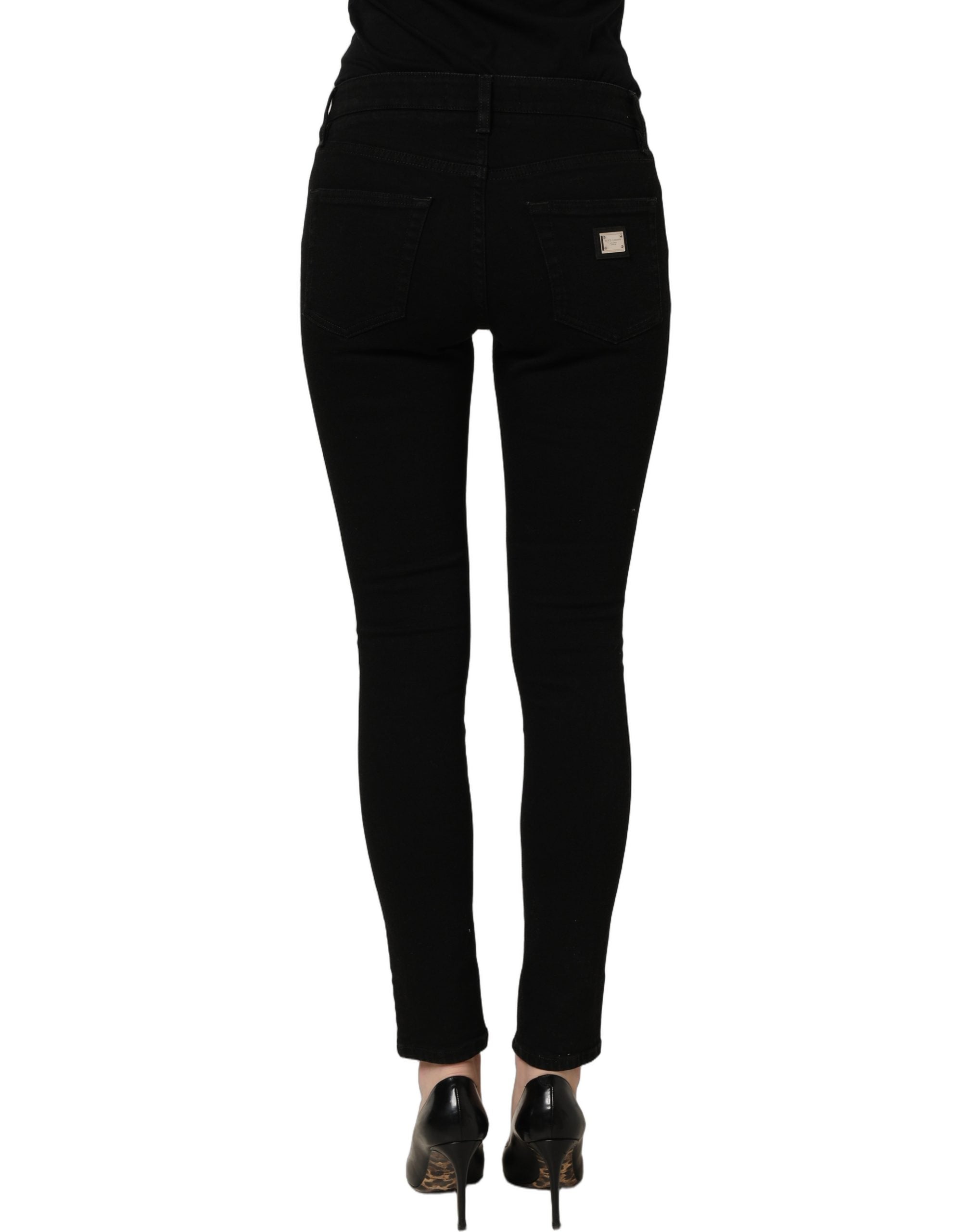 Dolce & Gabbana Black Cotton Stretch Skinny Denim Women's Jeans (Pre-Owned)