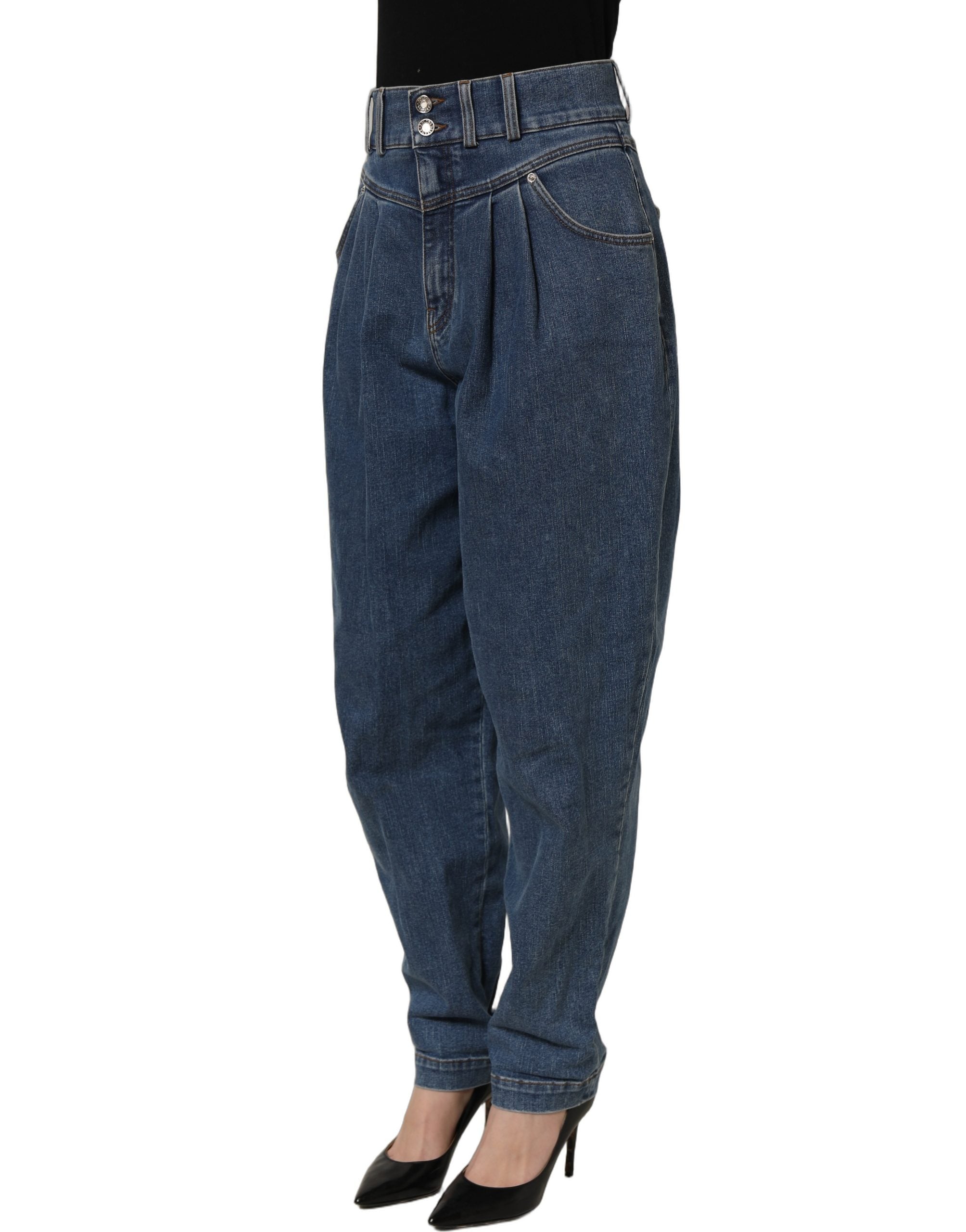 Dolce & Gabbana Dark Blue Cotton Stretch Tapered Denim Women's Jeans