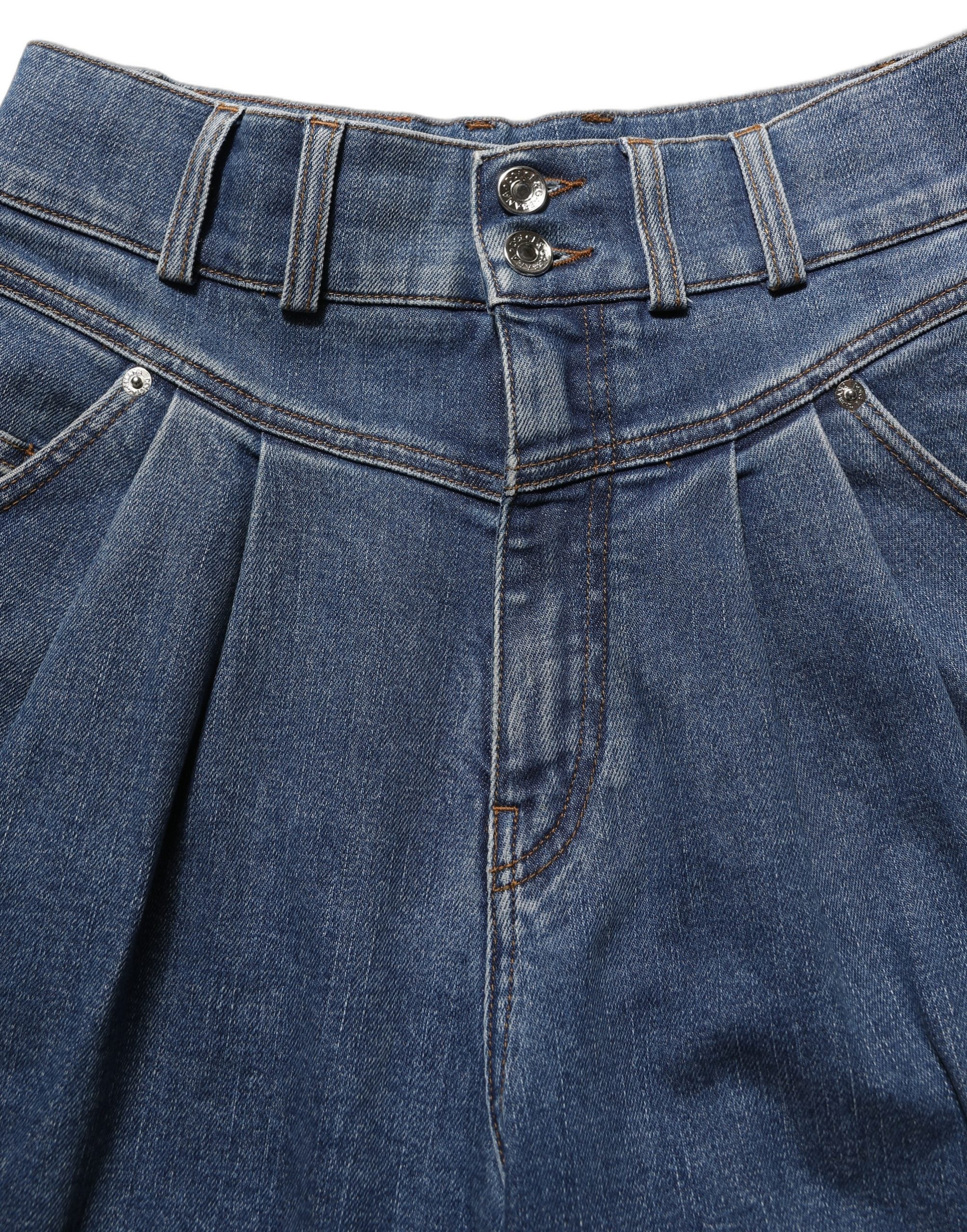 Dolce & Gabbana Dark Blue Cotton Stretch Tapered Denim Women's Jeans