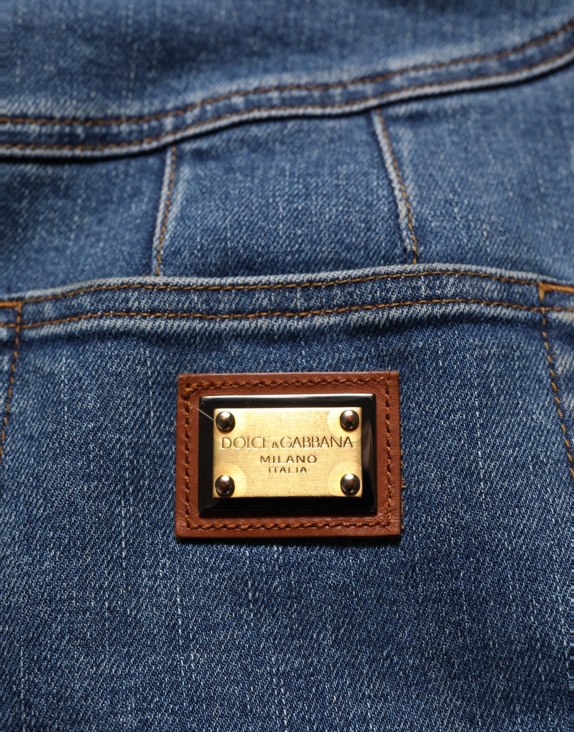 Dolce & Gabbana Dark Blue Cotton Stretch Tapered Denim Women's Jeans