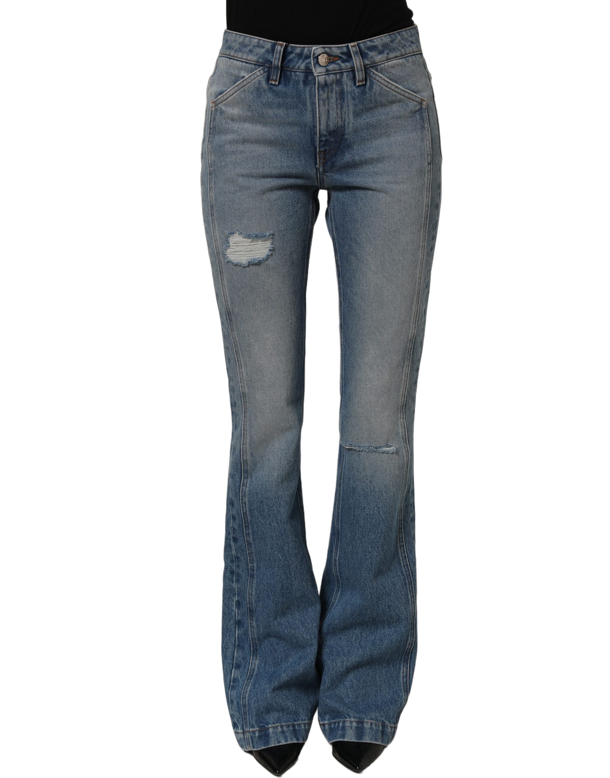 Dolce & Gabbana Blue Cotton Boot Cut Denim Trouser Women's Jeans
