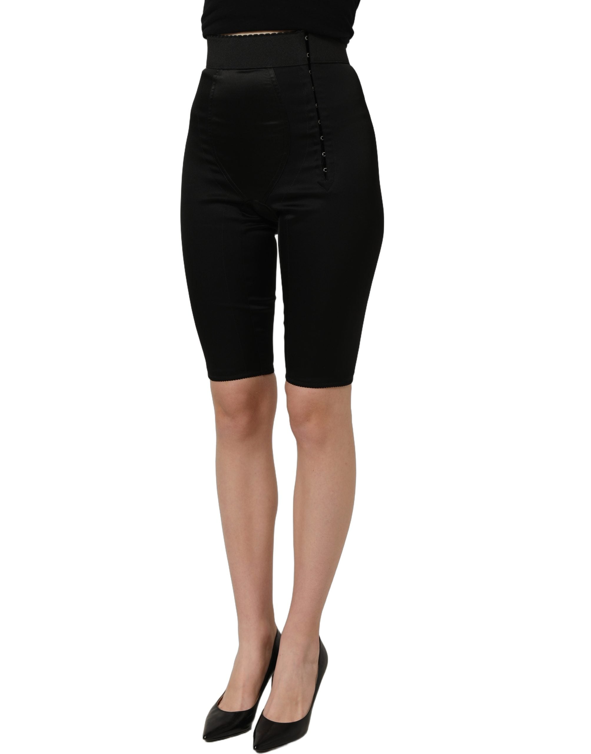 Dolce & Gabbana Black Nylon HighWaist Elastic Waistband Women's Shorts