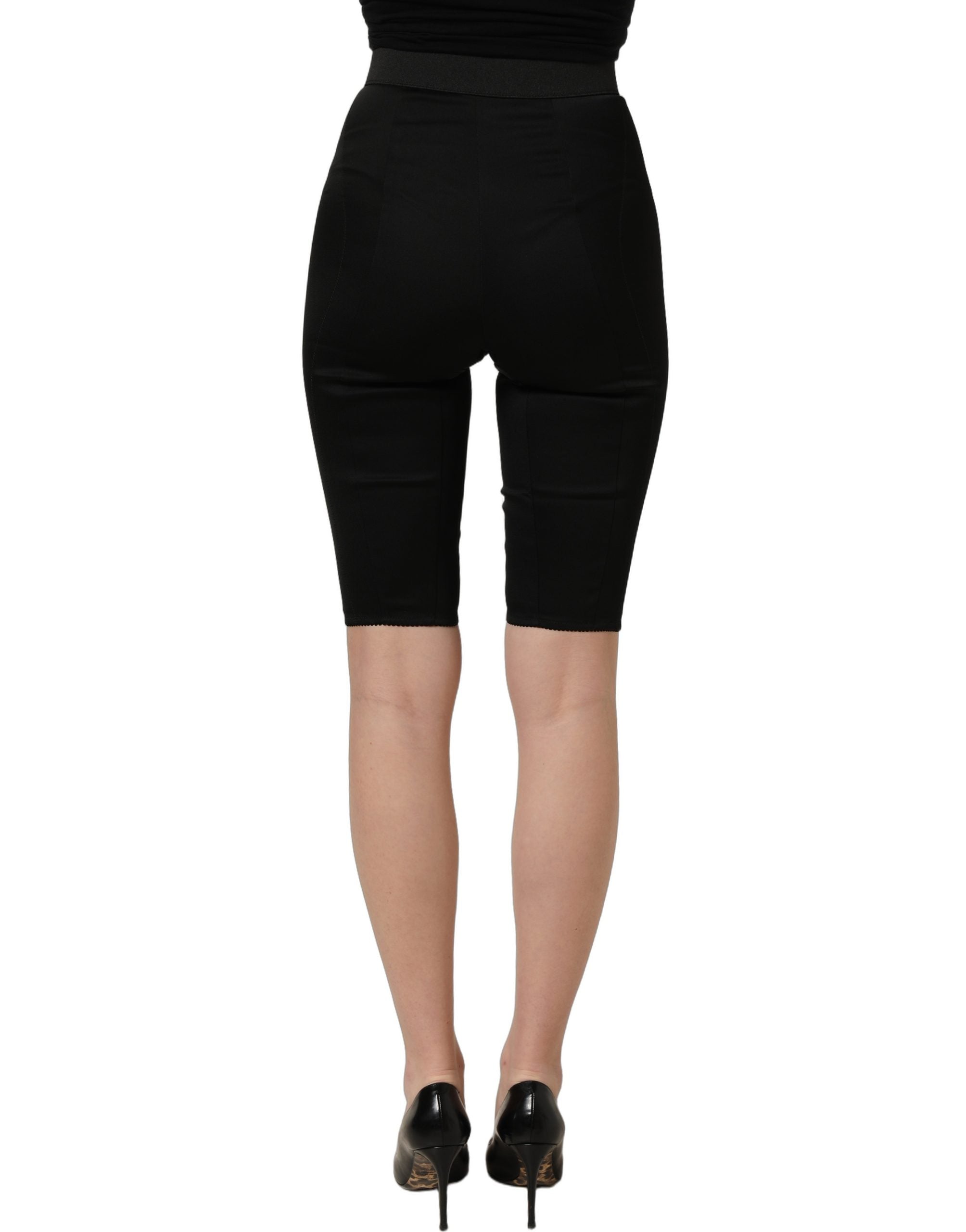 Dolce & Gabbana Black Nylon HighWaist Elastic Waistband Women's Shorts
