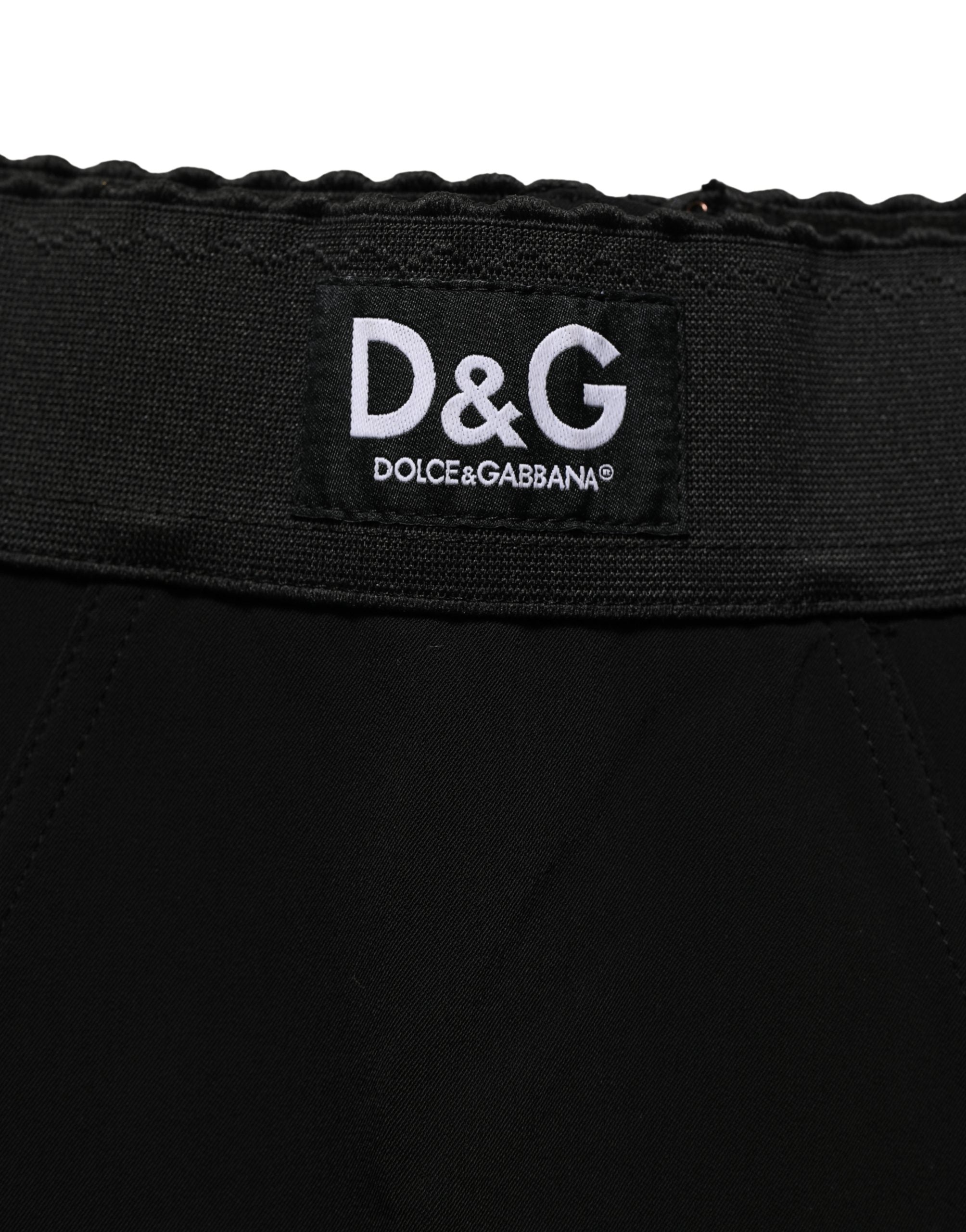 Dolce & Gabbana Black Viscose High Waist Capri Trouser Women's Pants