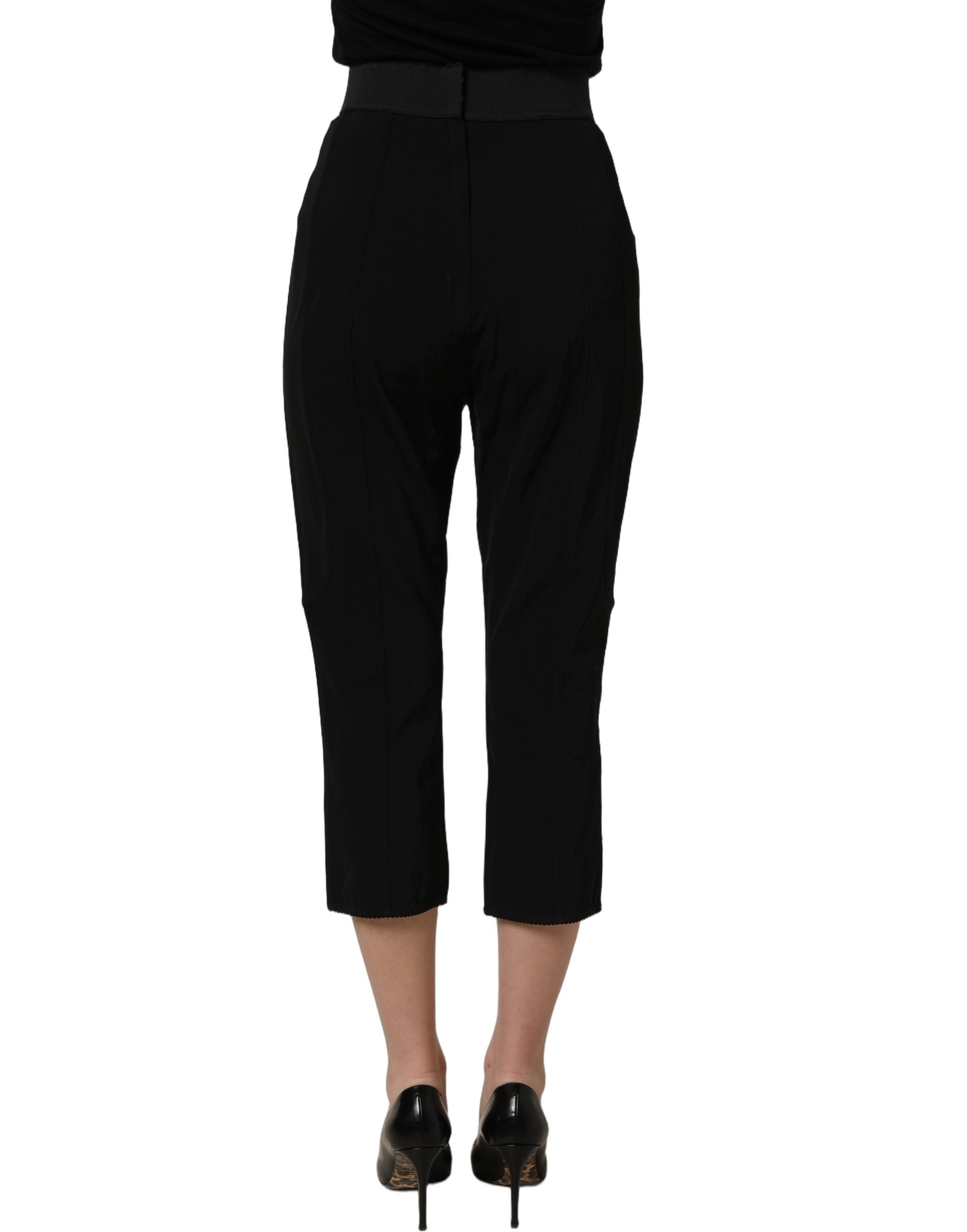 Dolce & Gabbana Black Viscose High Waist Capri Trouser Women's Pants