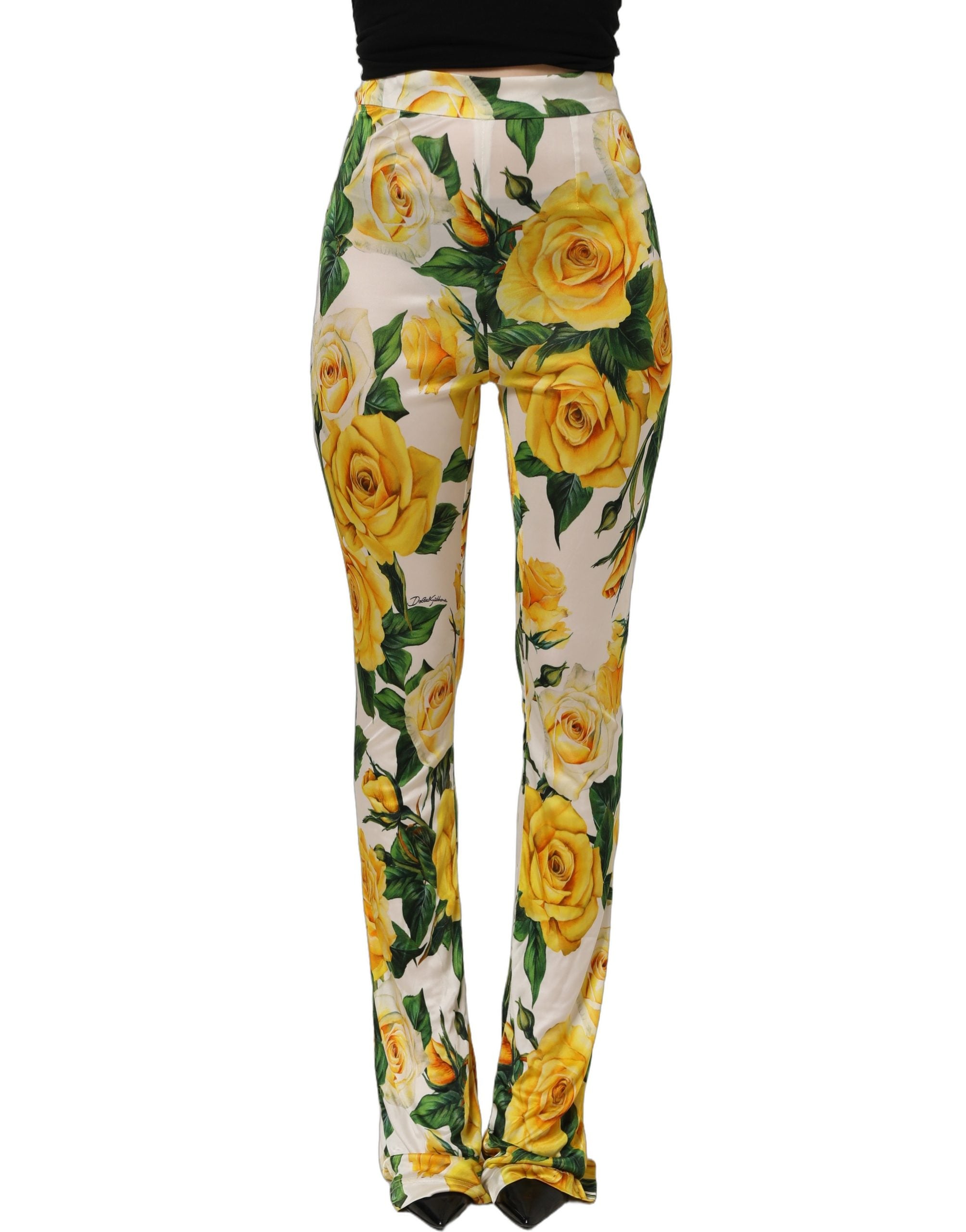 Dolce & Gabbana Multicolor Floral High Waist Straight Women's Pants