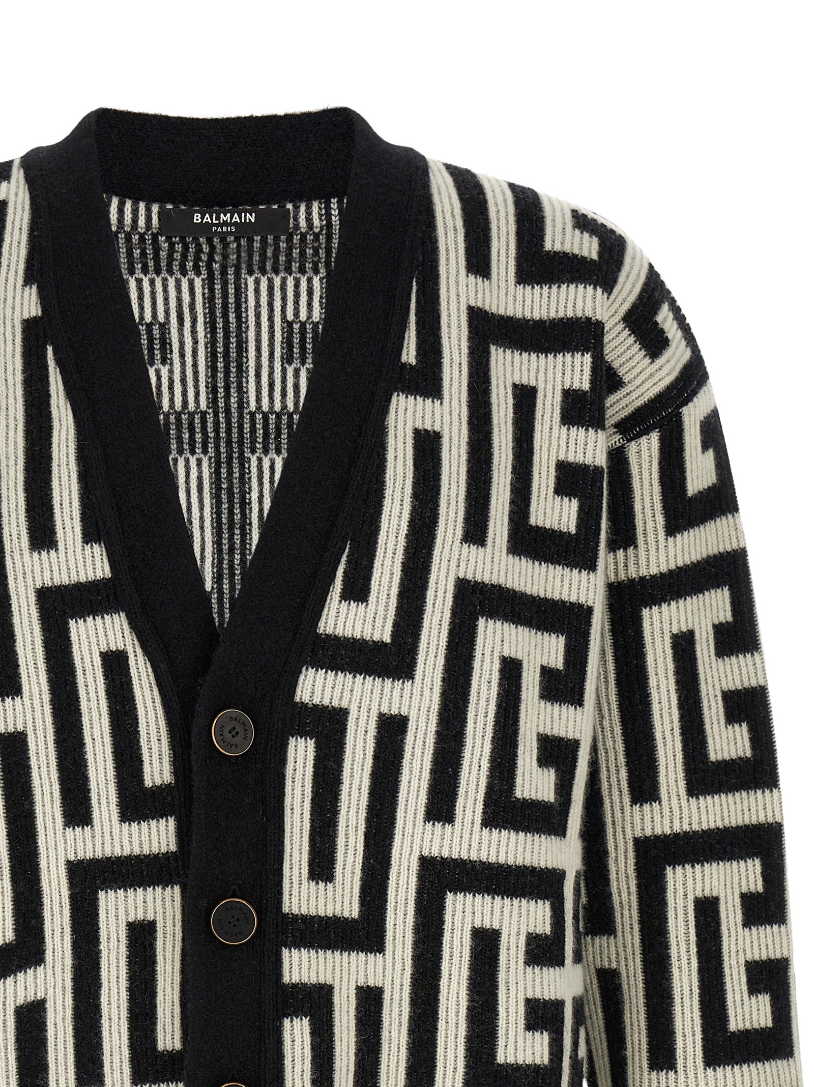 Balmain Bicolor Merino Wool Men's Cardigan