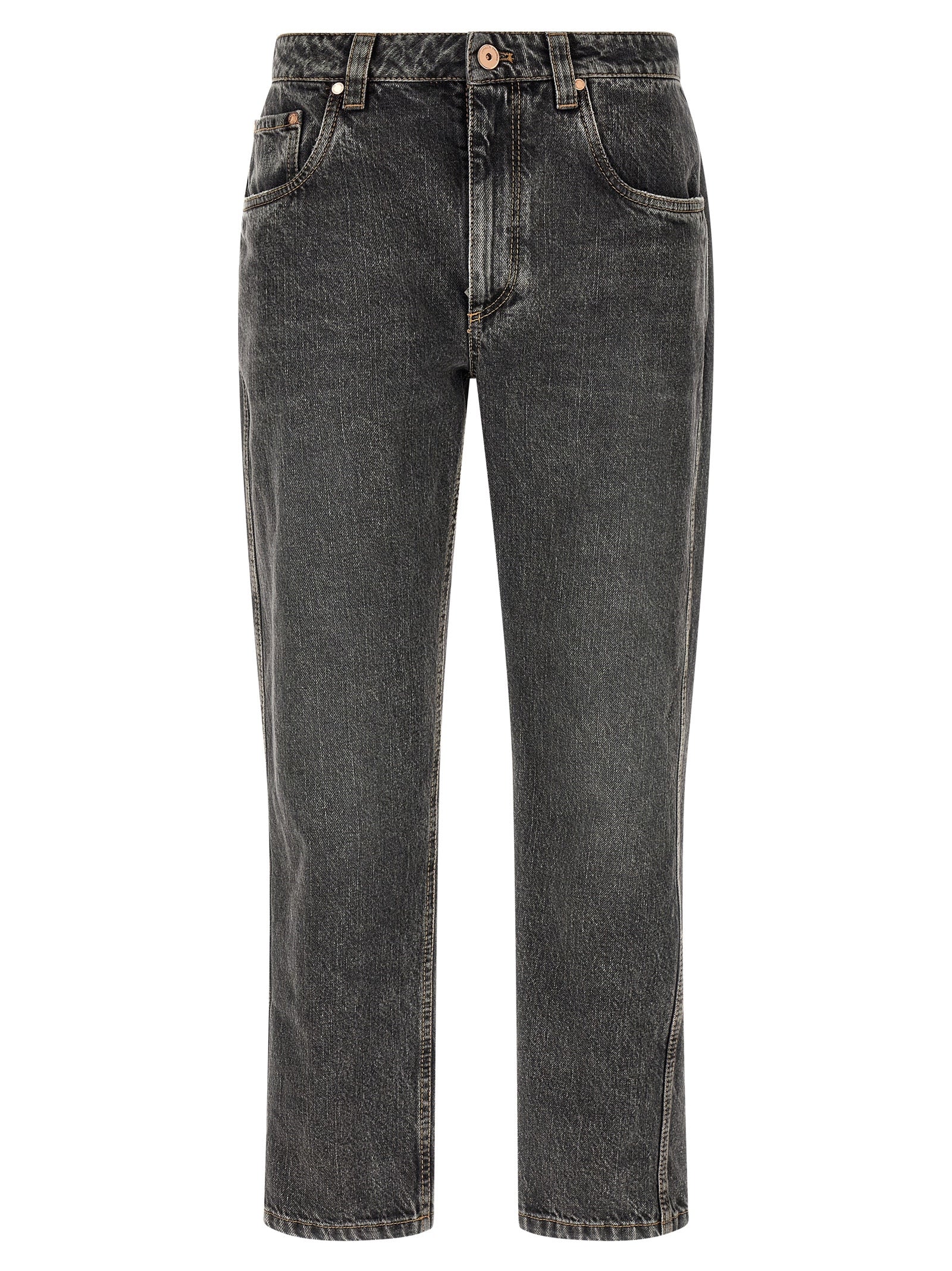 Brunello Cucinelli Gray Cotton Straight-Leg Women's Jeans