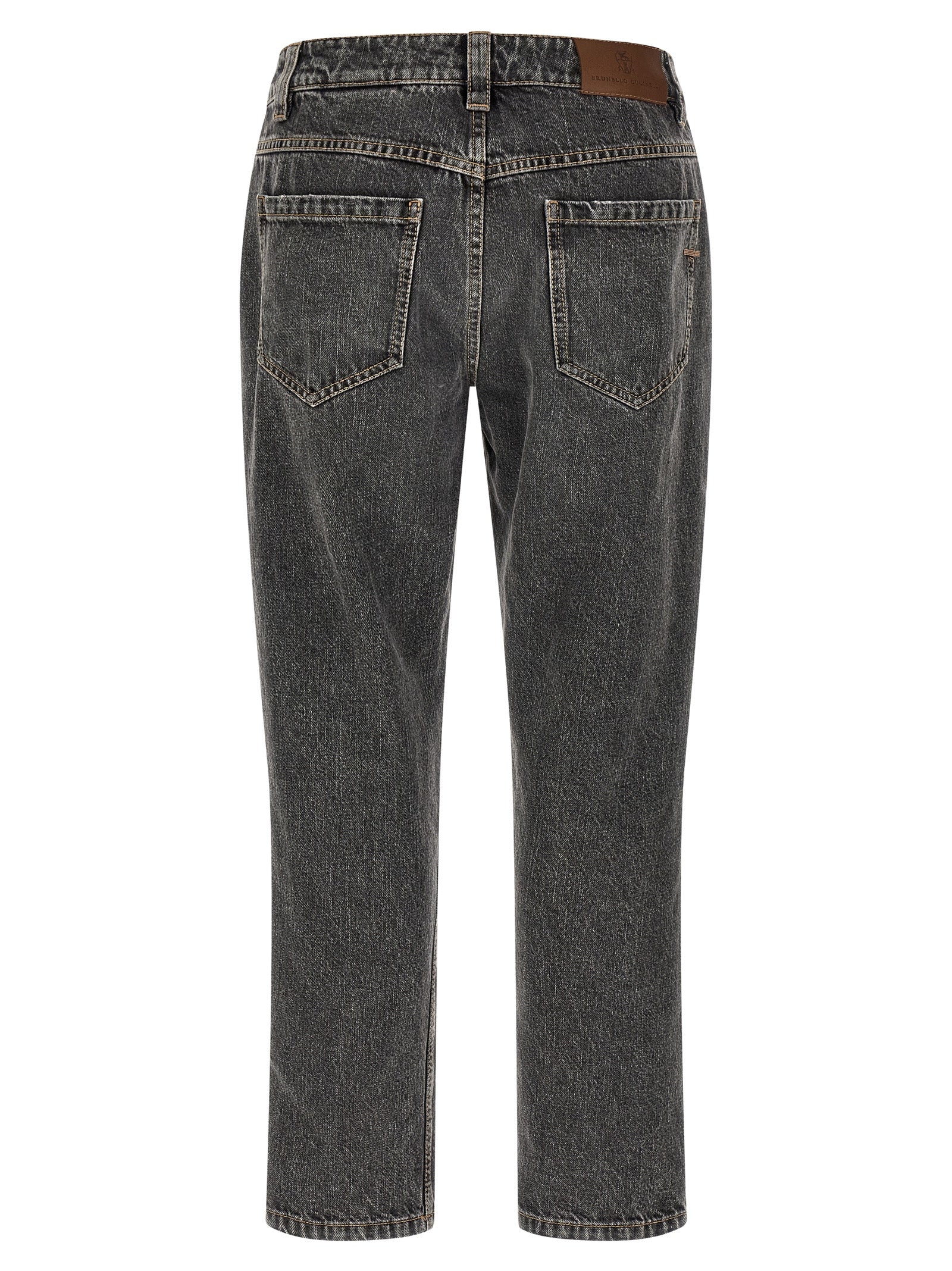 Brunello Cucinelli Gray Cotton Straight-Leg Women's Jeans