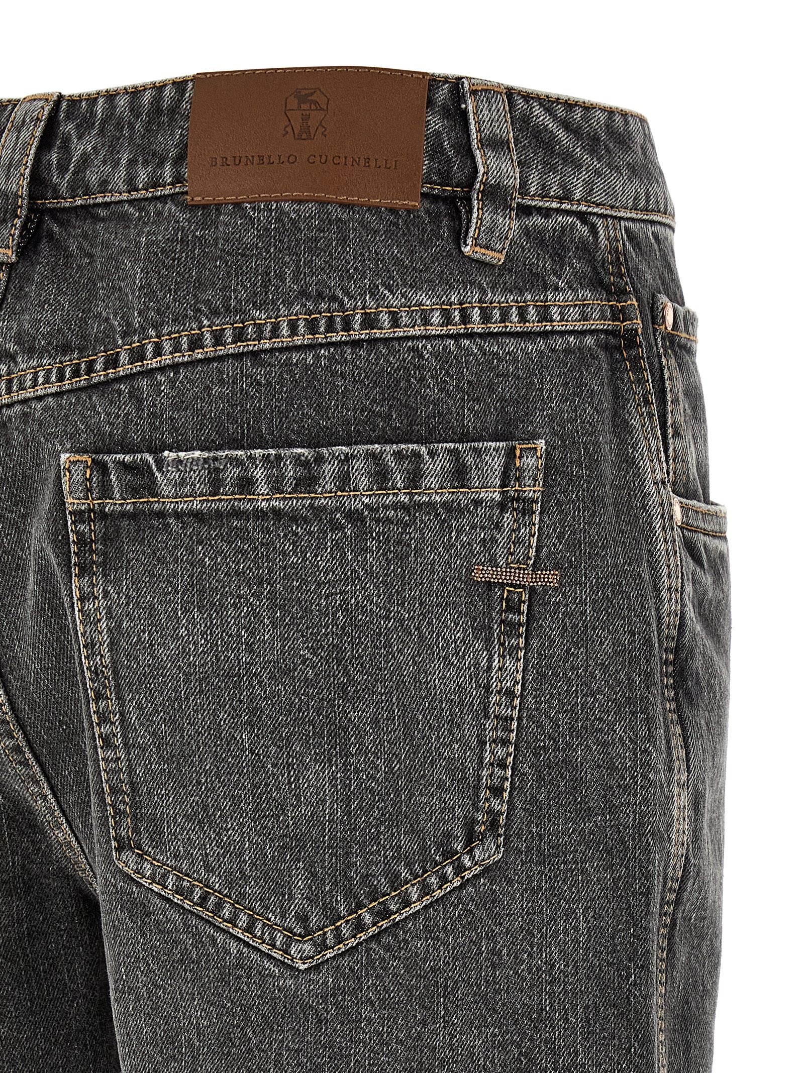 Brunello Cucinelli Gray Cotton Straight-Leg Women's Jeans