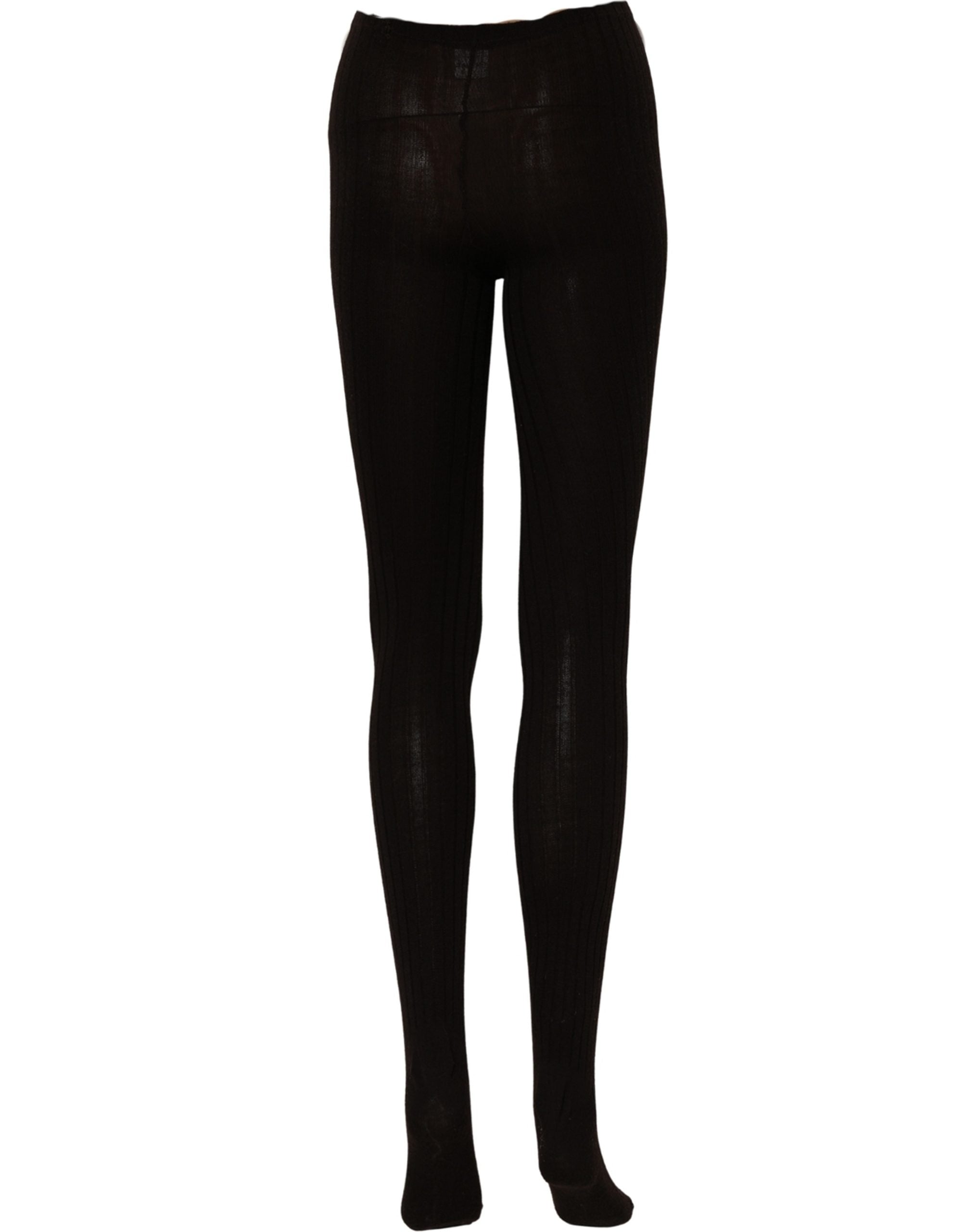 Dolce & Gabbana Black Wool Tights Stocking Pantyhose One Size Women's Socks