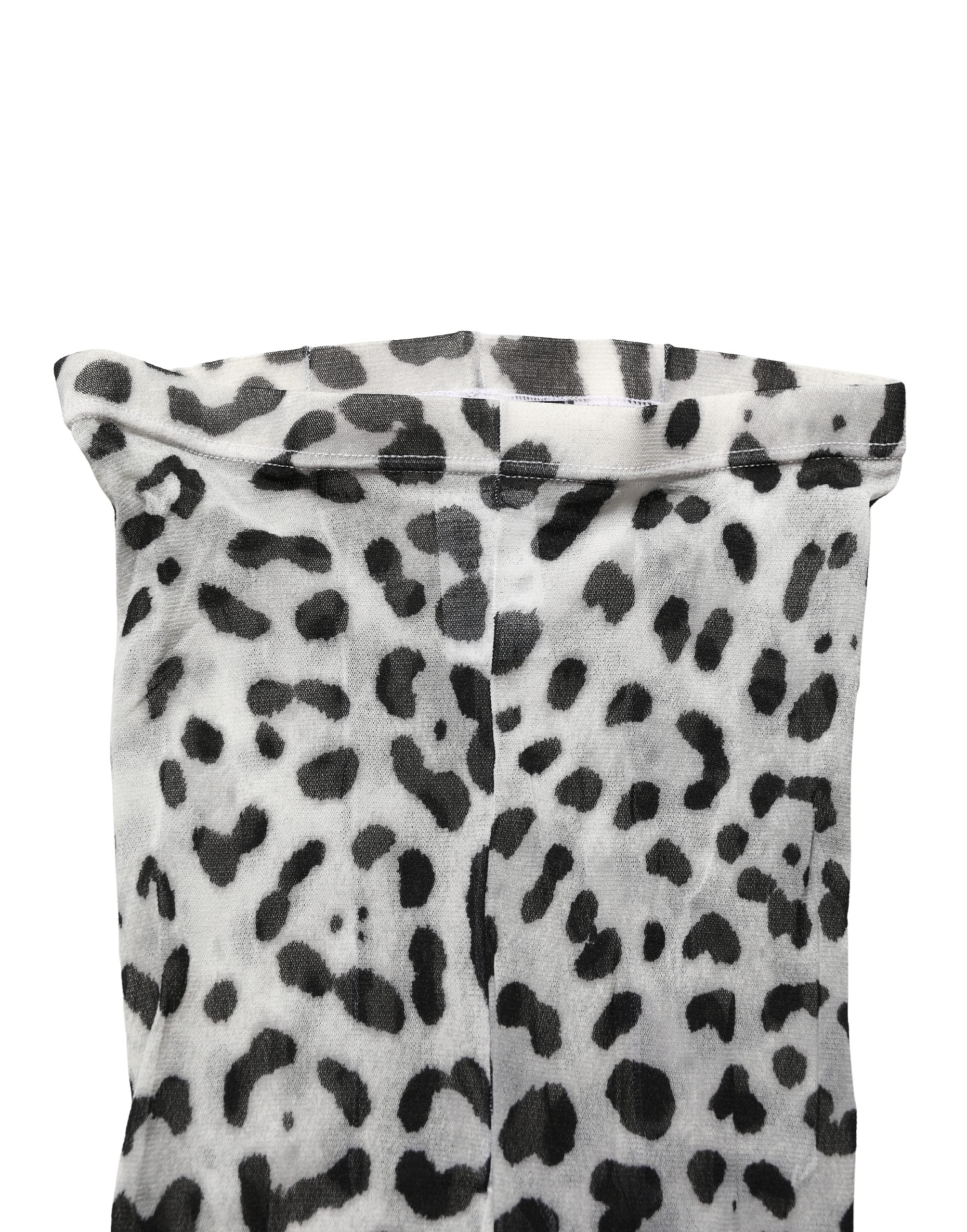 Dolce & Gabbana Gray Leopard Nylon Tights Stocking Pantyhose Women's Socks