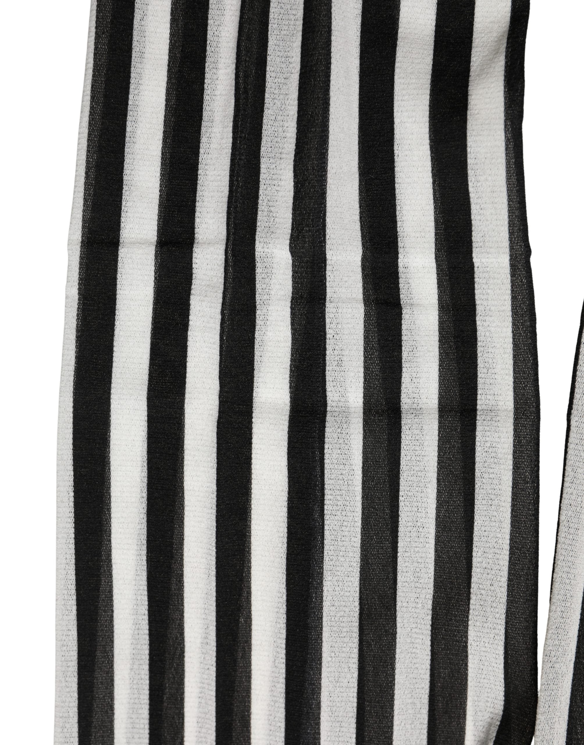 Dolce & Gabbana Black White Stripes Tights Stocking Pantyhose Women's Socks