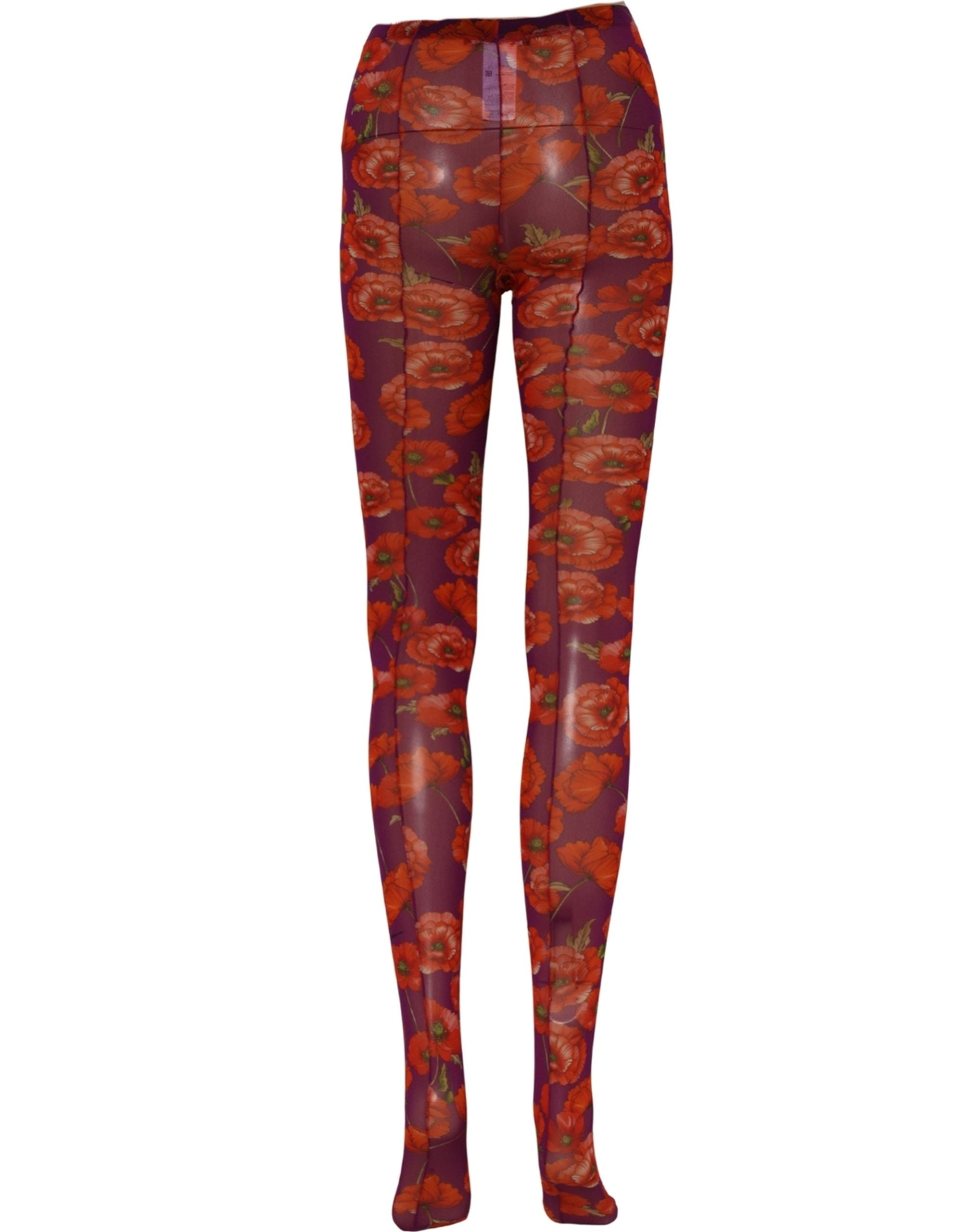 Dolce & Gabbana Purple Nylon Floral Print Tights Stockings Women's Socks