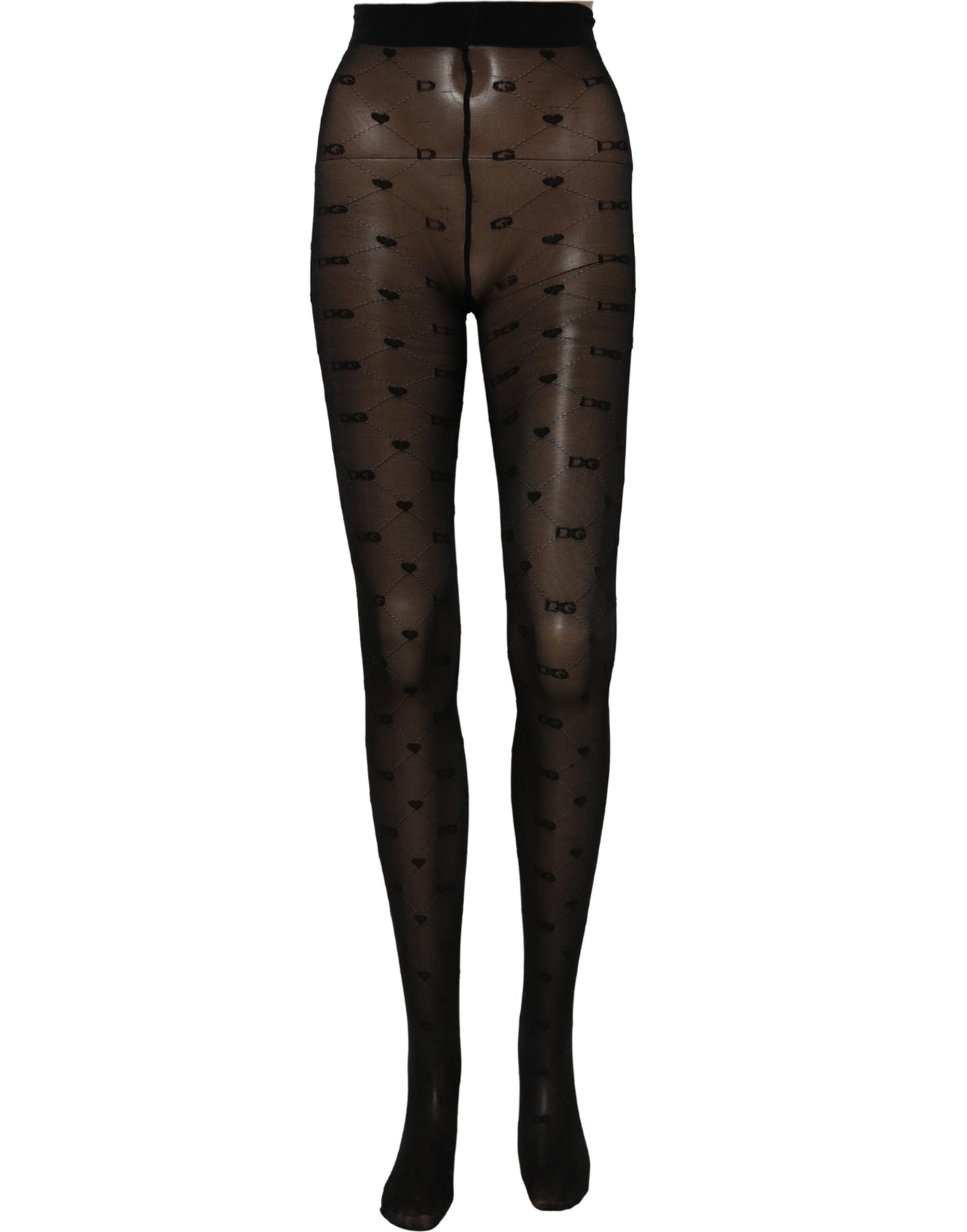 Dolce & Gabbana Black Nylon Logo Tights Stocking Pantyhose Women's Socks (Pre-Owned)