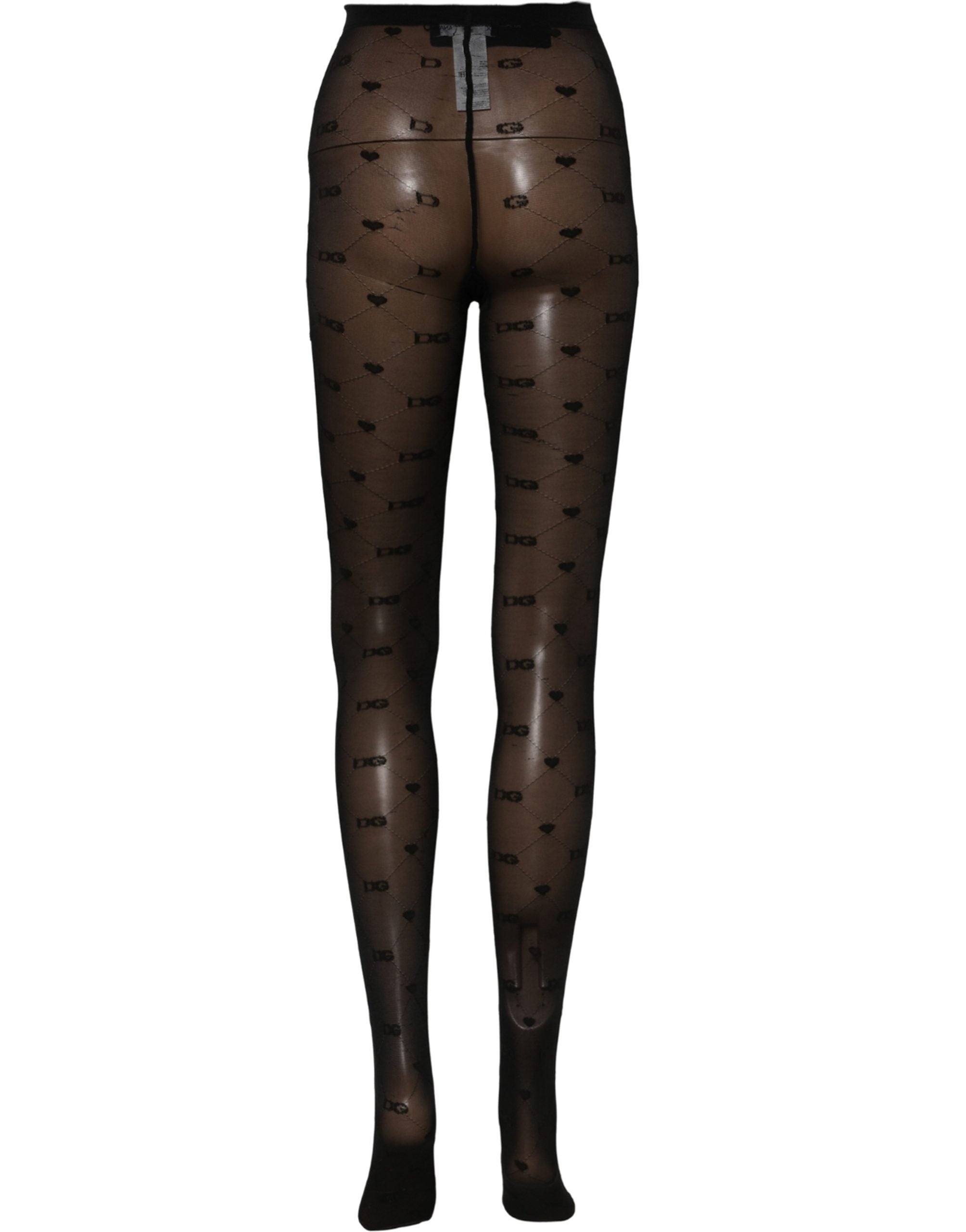 Dolce & Gabbana Black Nylon Logo Tights Stocking Pantyhose Women's Socks (Pre-Owned)