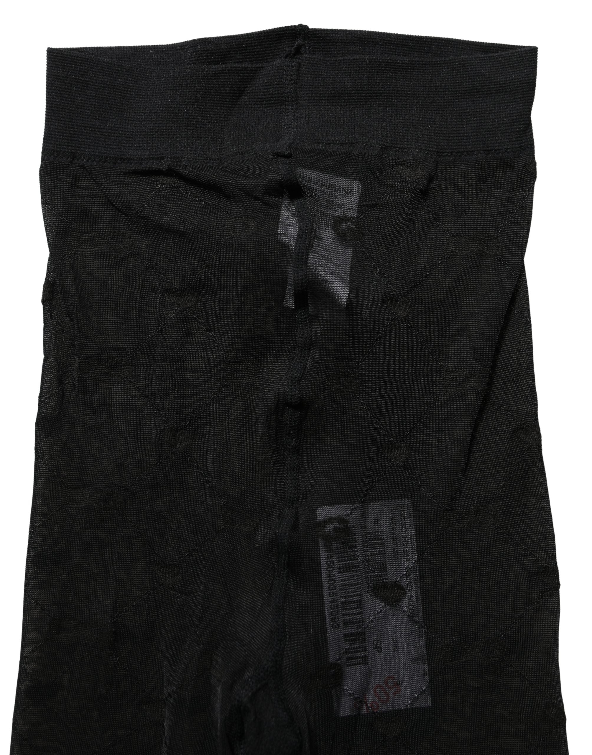 Dolce & Gabbana Black Nylon Logo Tights Stocking Pantyhose Women's Socks (Pre-Owned)