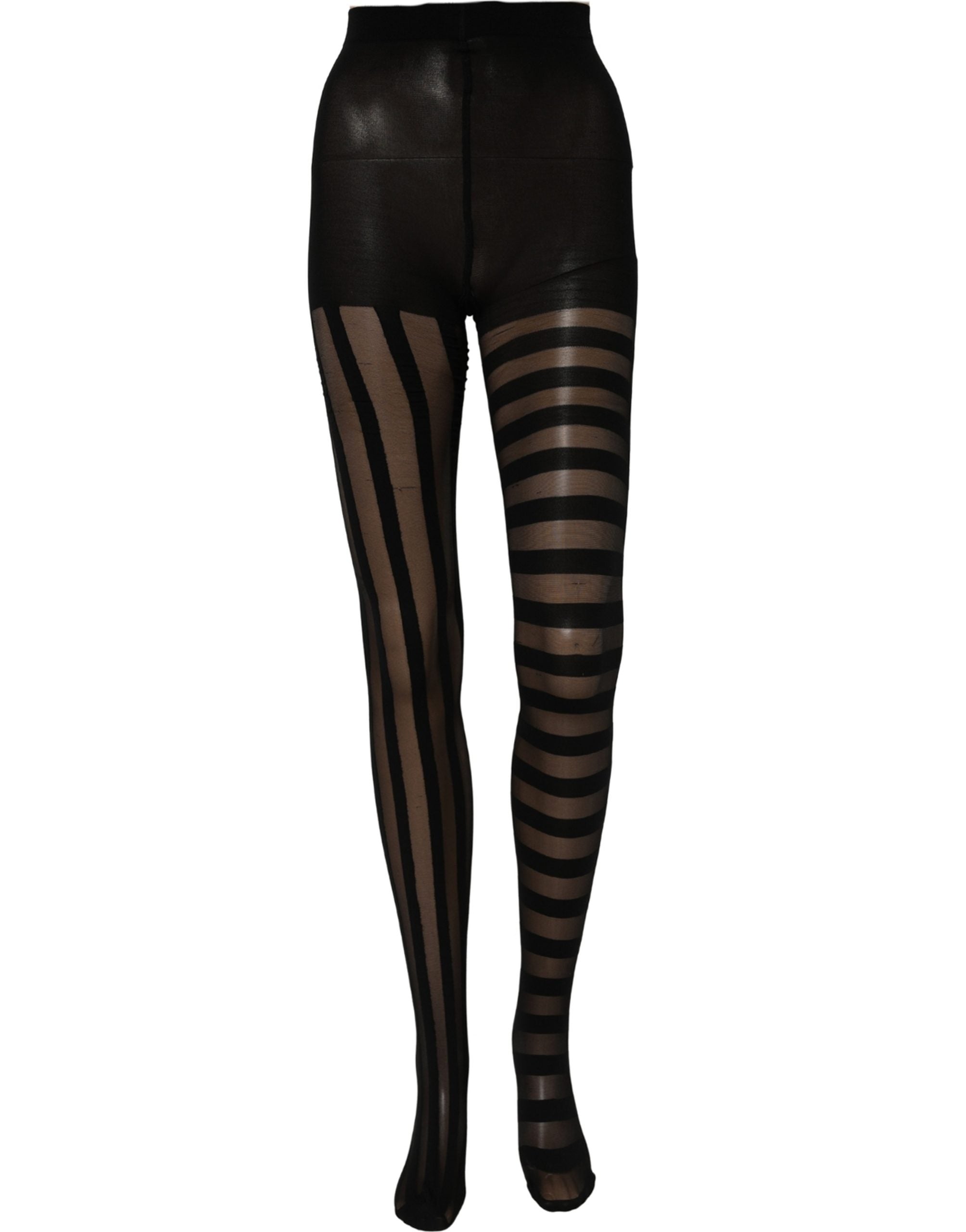 Dolce & Gabbana Black Nylon Stripes Tights Stockings Pantyhose Women's Socks (Pre-Owned)