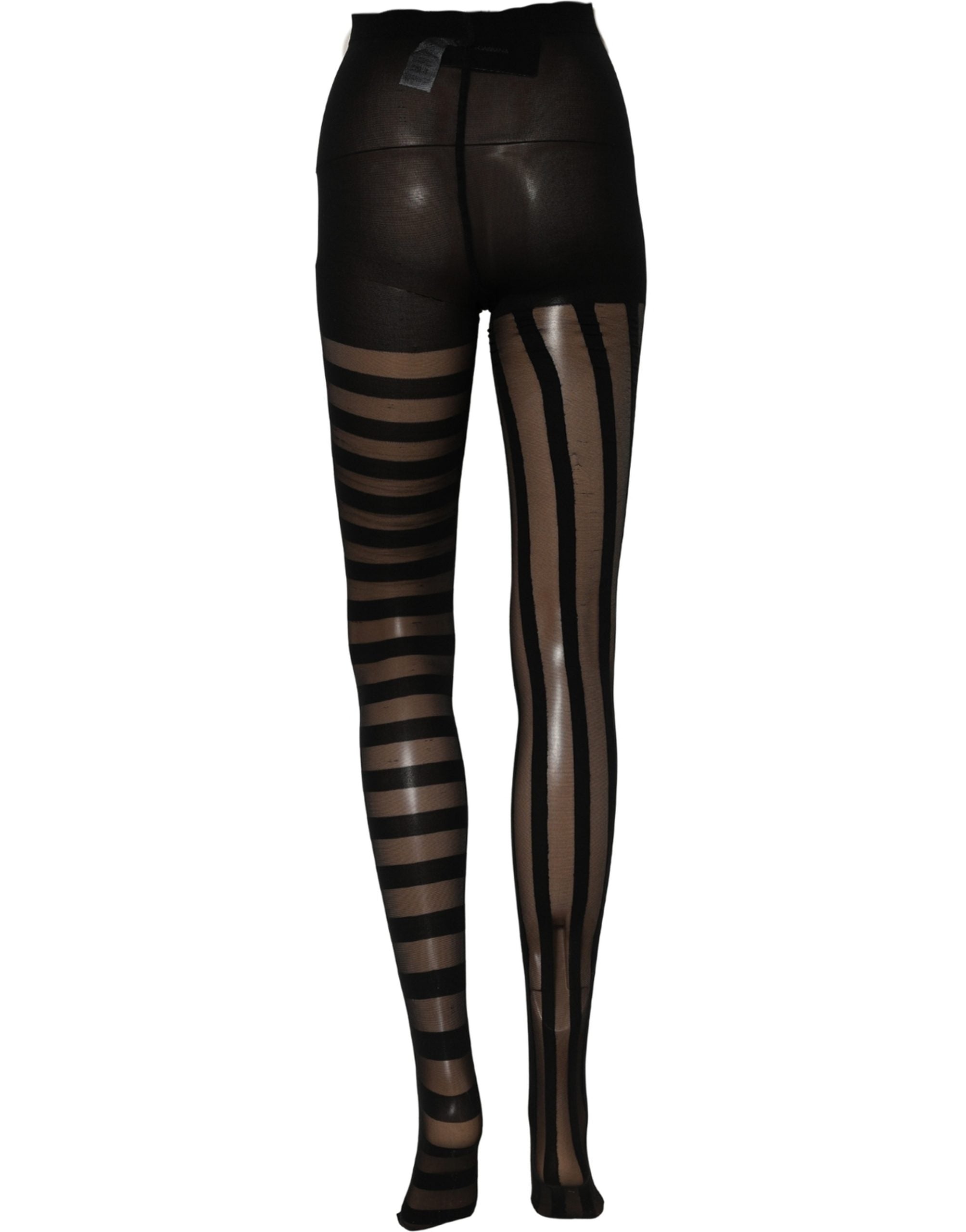 Dolce & Gabbana Black Nylon Stripes Tights Stockings Pantyhose Women's Socks (Pre-Owned)