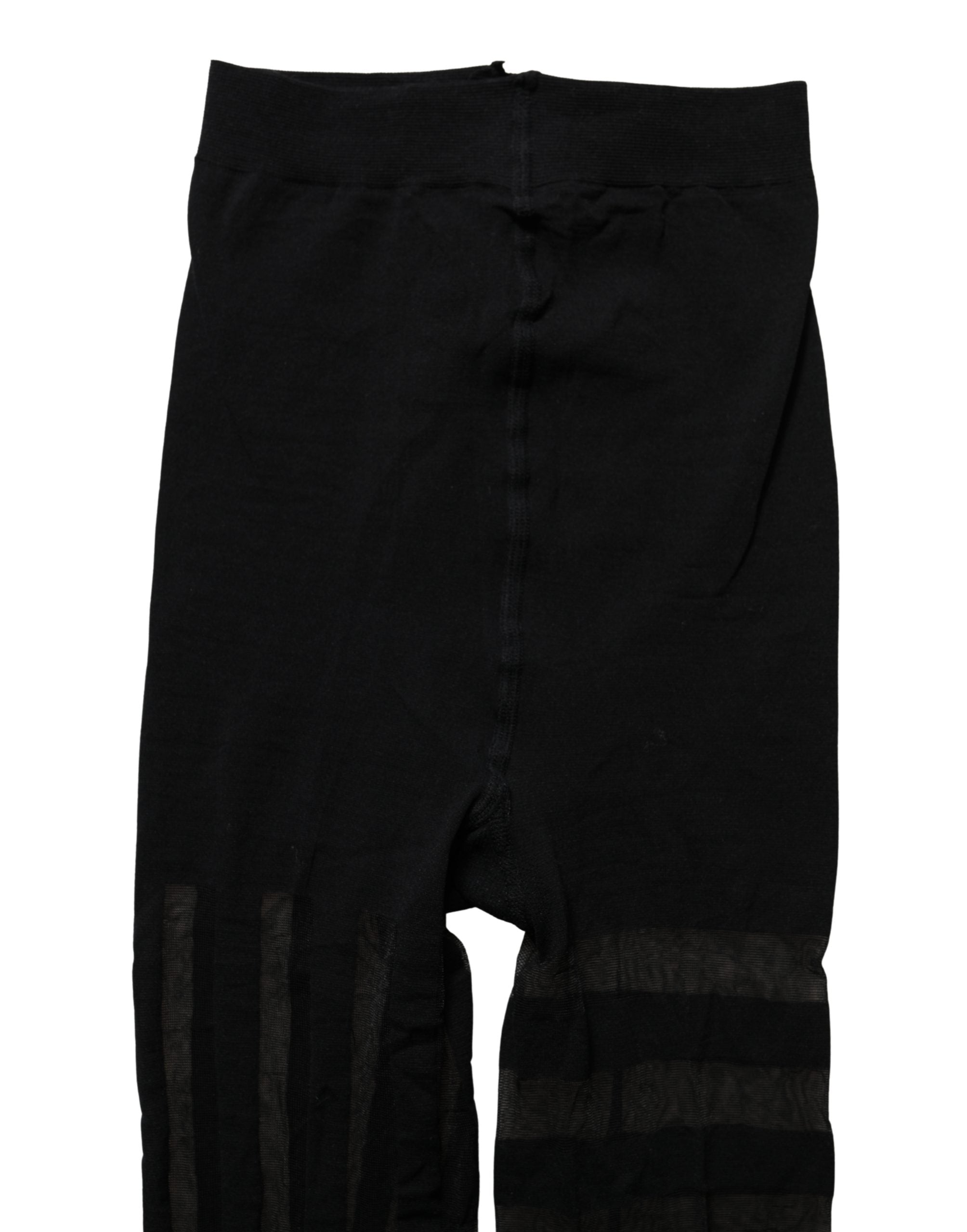 Dolce & Gabbana Black Nylon Stripes Tights Stockings Pantyhose Women's Socks (Pre-Owned)