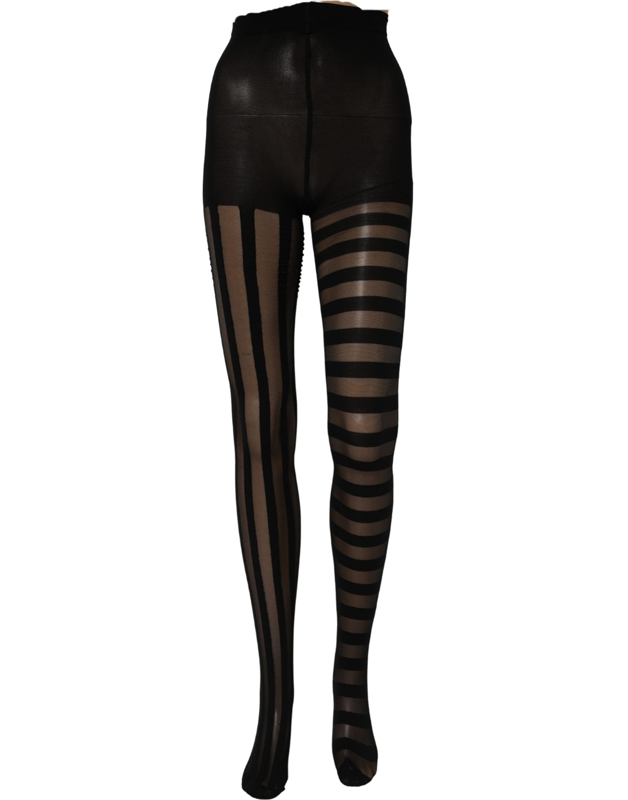Dolce & Gabbana Black Stripes Tights Stockings Pantyhose Women's Socks (Pre-Owned)