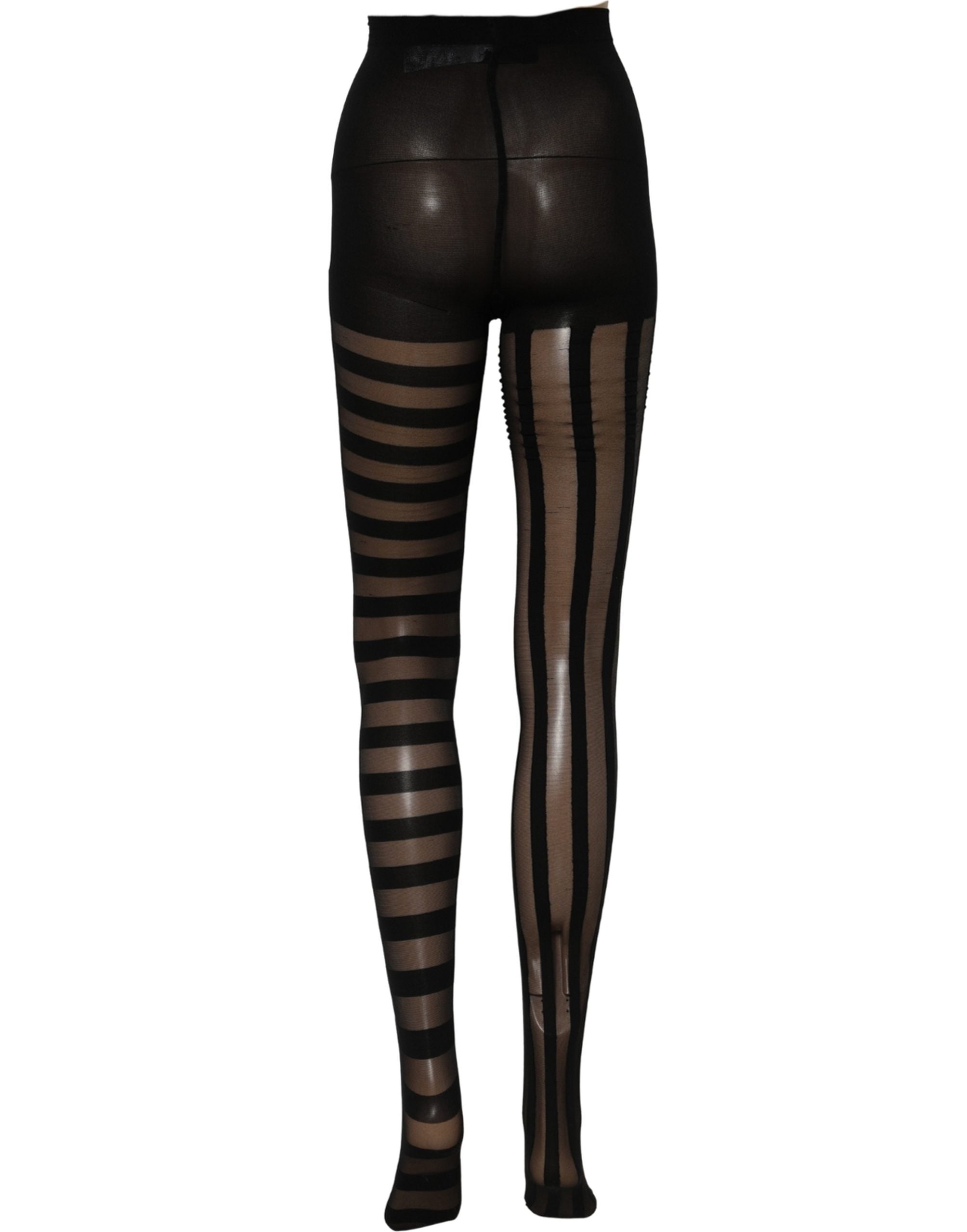 Dolce & Gabbana Black Stripes Tights Stockings Pantyhose Women's Socks (Pre-Owned)