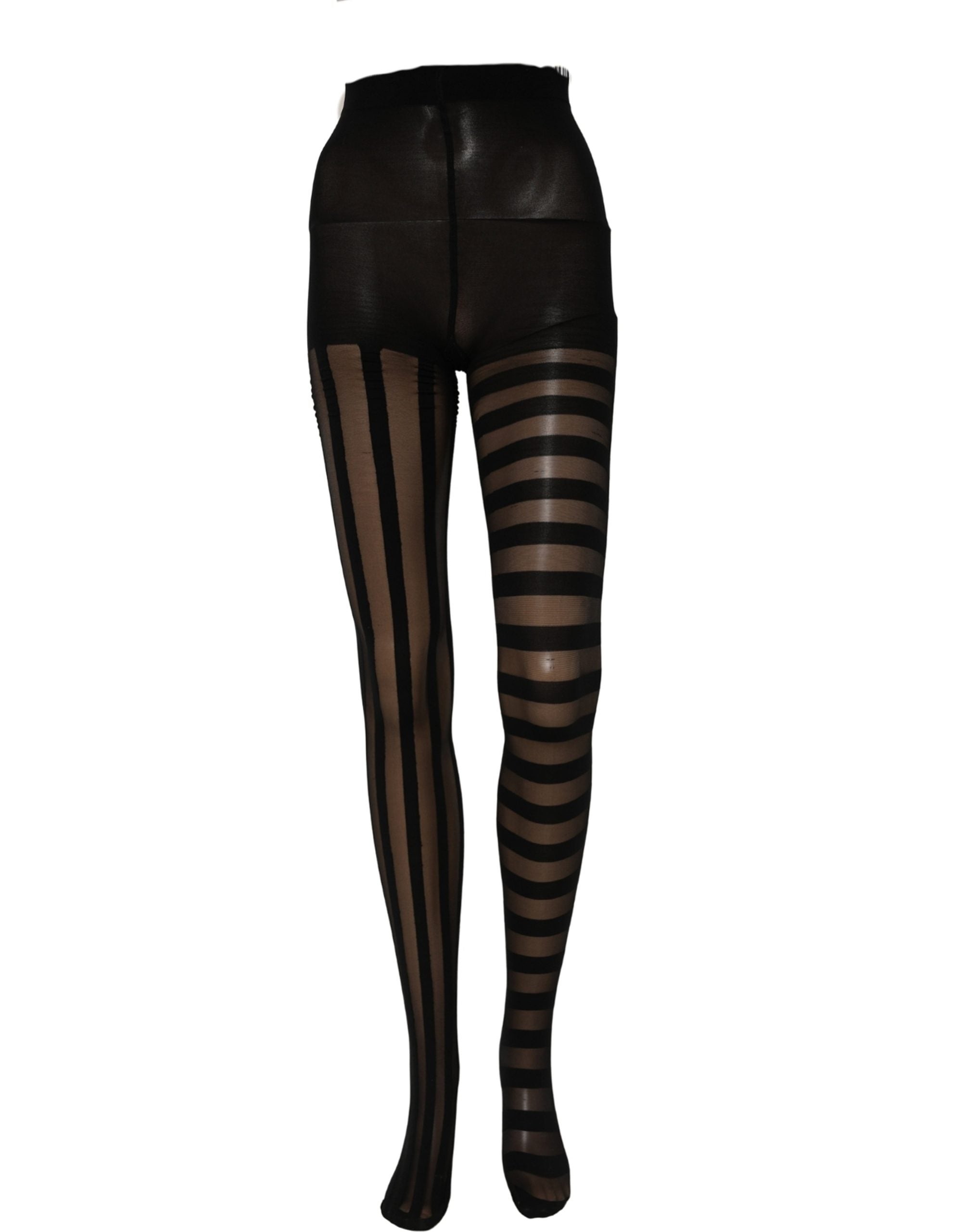 Dolce & Gabbana Black Stripes Tights Stockings Pantyhose Women's Socks (Pre-Owned)