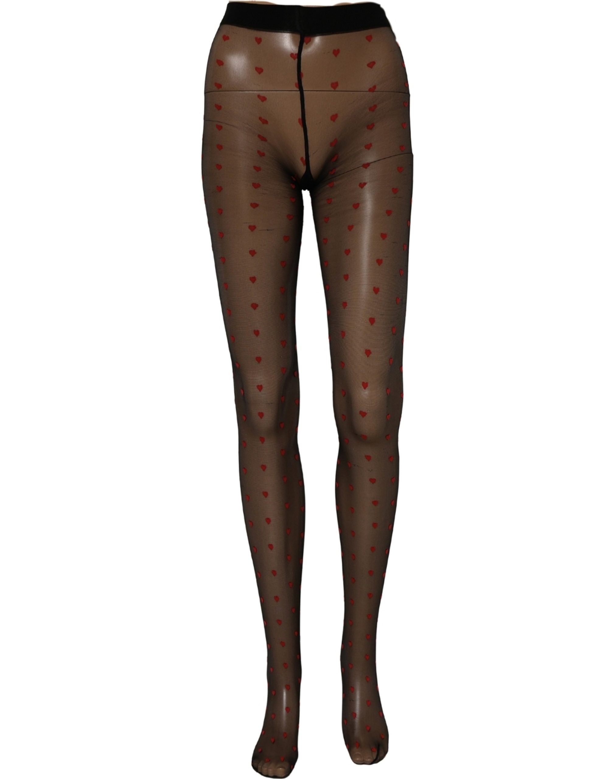 Dolce & Gabbana Black Nylon Hearts Tights Stocking Pantyhose Women's Socks (Pre-Owned)